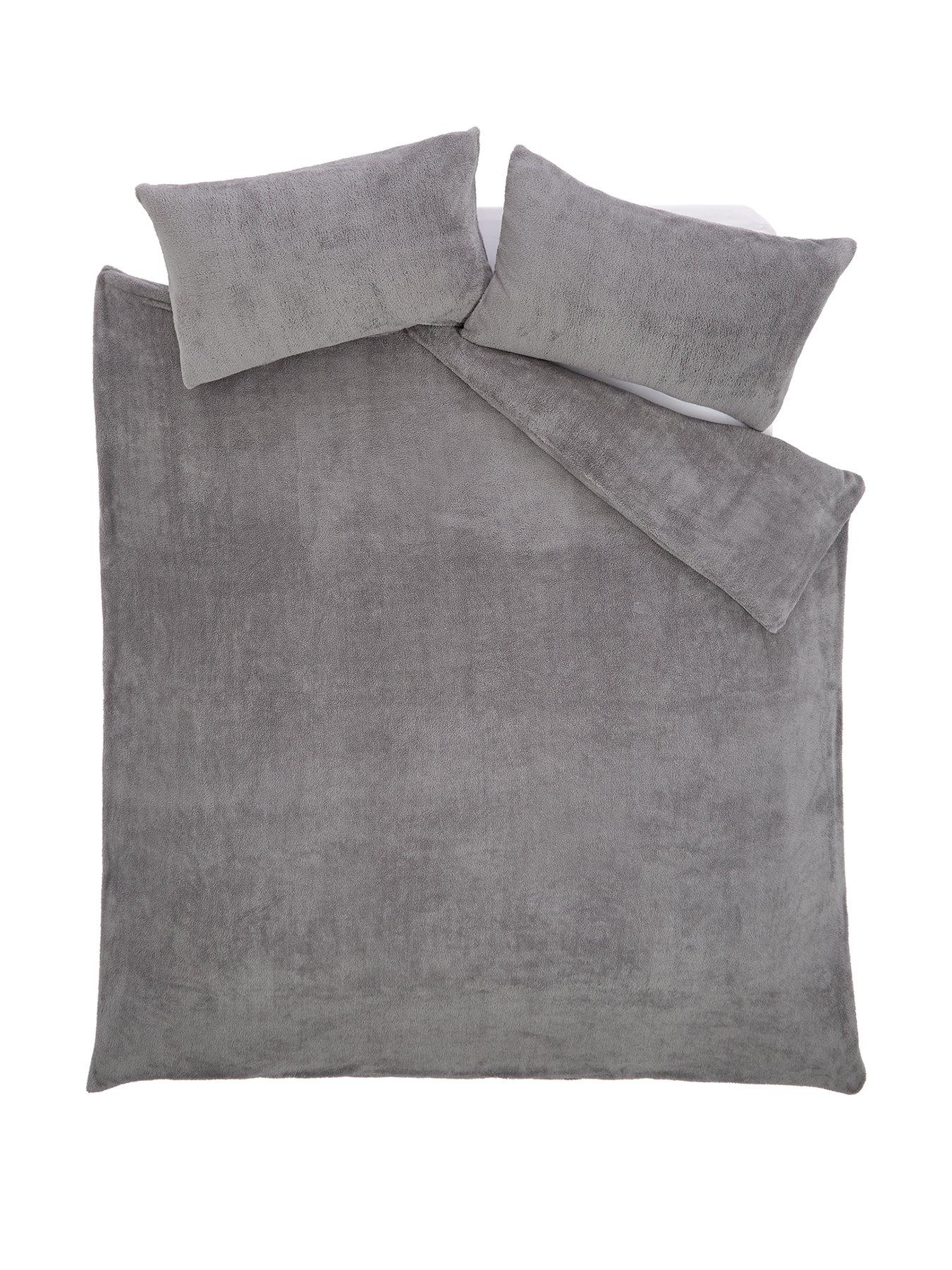 Image 2 of 6 of The Very Collection Teddy Fleece Duvet Cover Set in Grey
