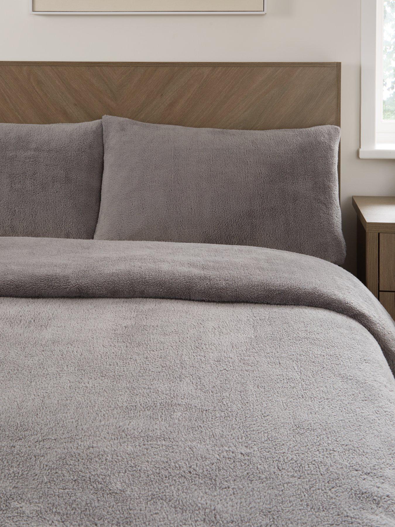 Image 3 of 6 of The Very Collection Teddy Fleece Duvet Cover Set in Grey