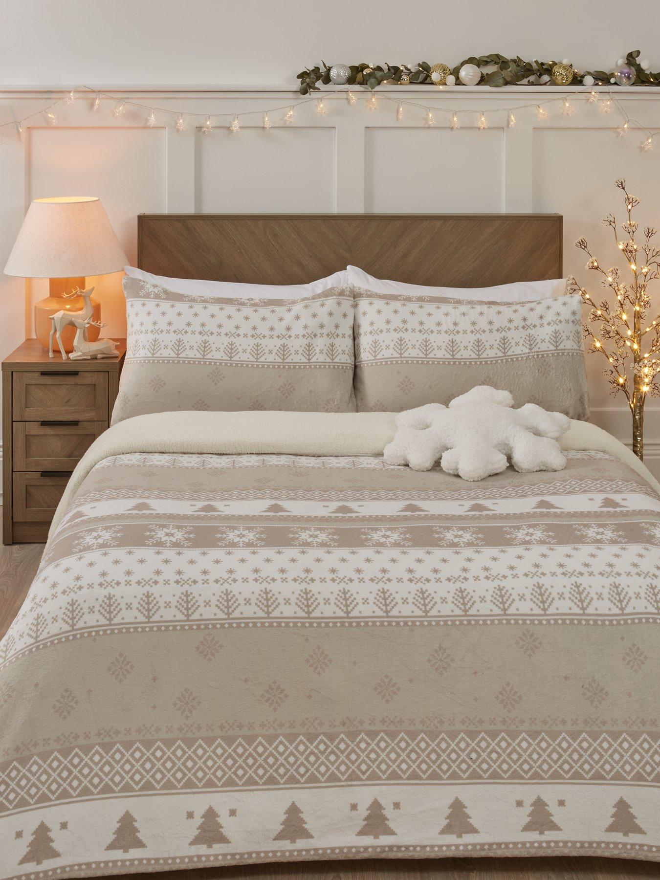 very-home-natural-fairisle-fleece-christmas-duvet-cover-set