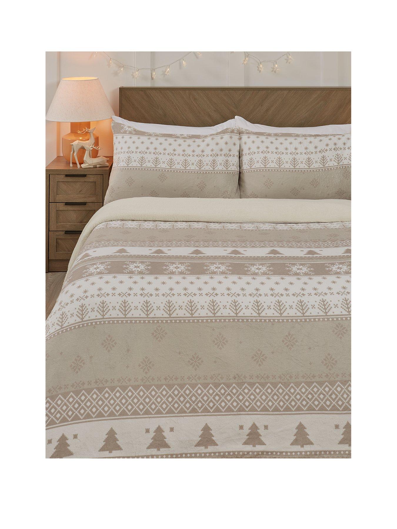 very-home-natural-fairisle-fleece-christmas-duvet-cover-setstillFront