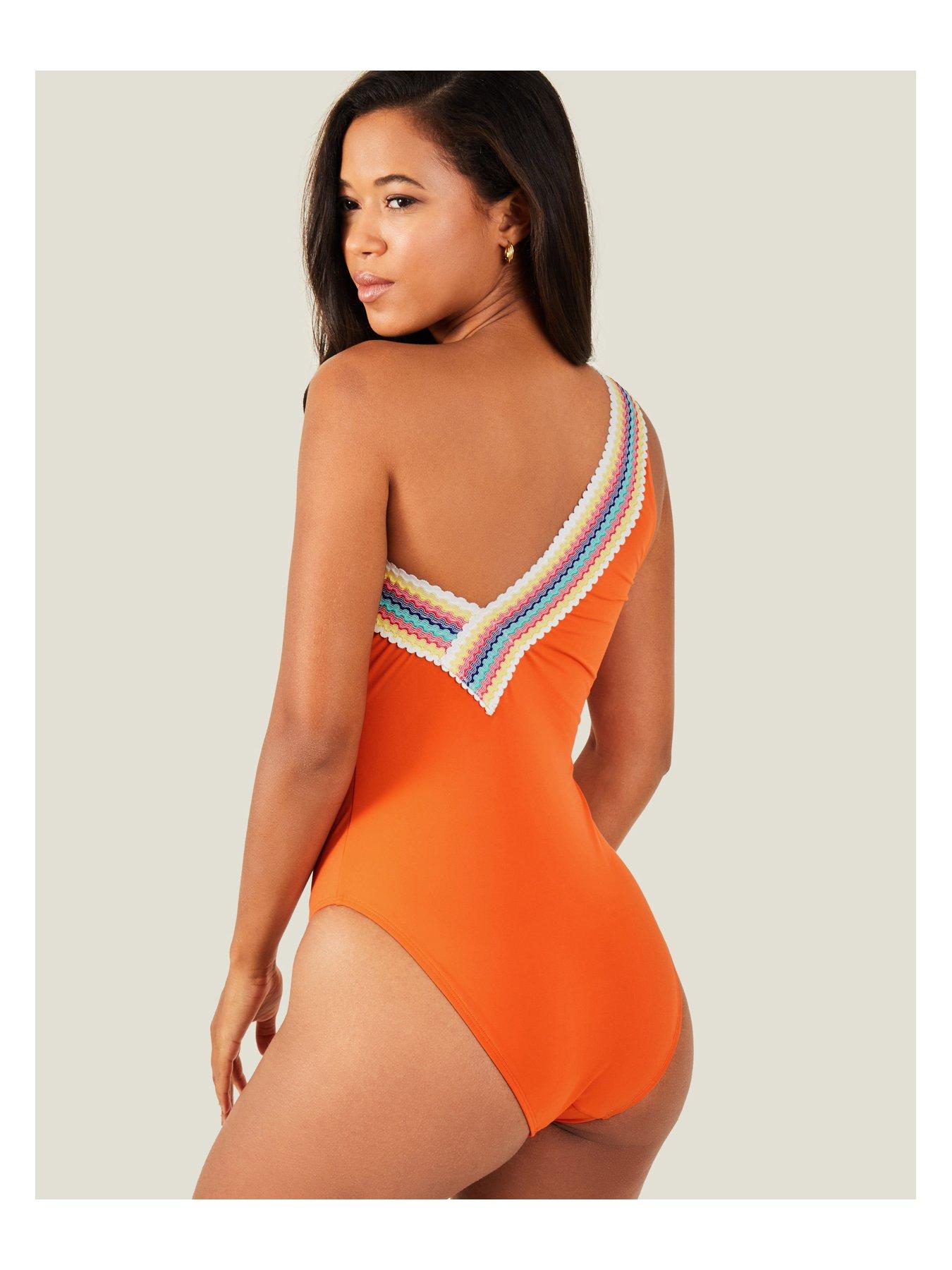 accessorize-one-shoulder-trim-swimsuit-orangestillFront