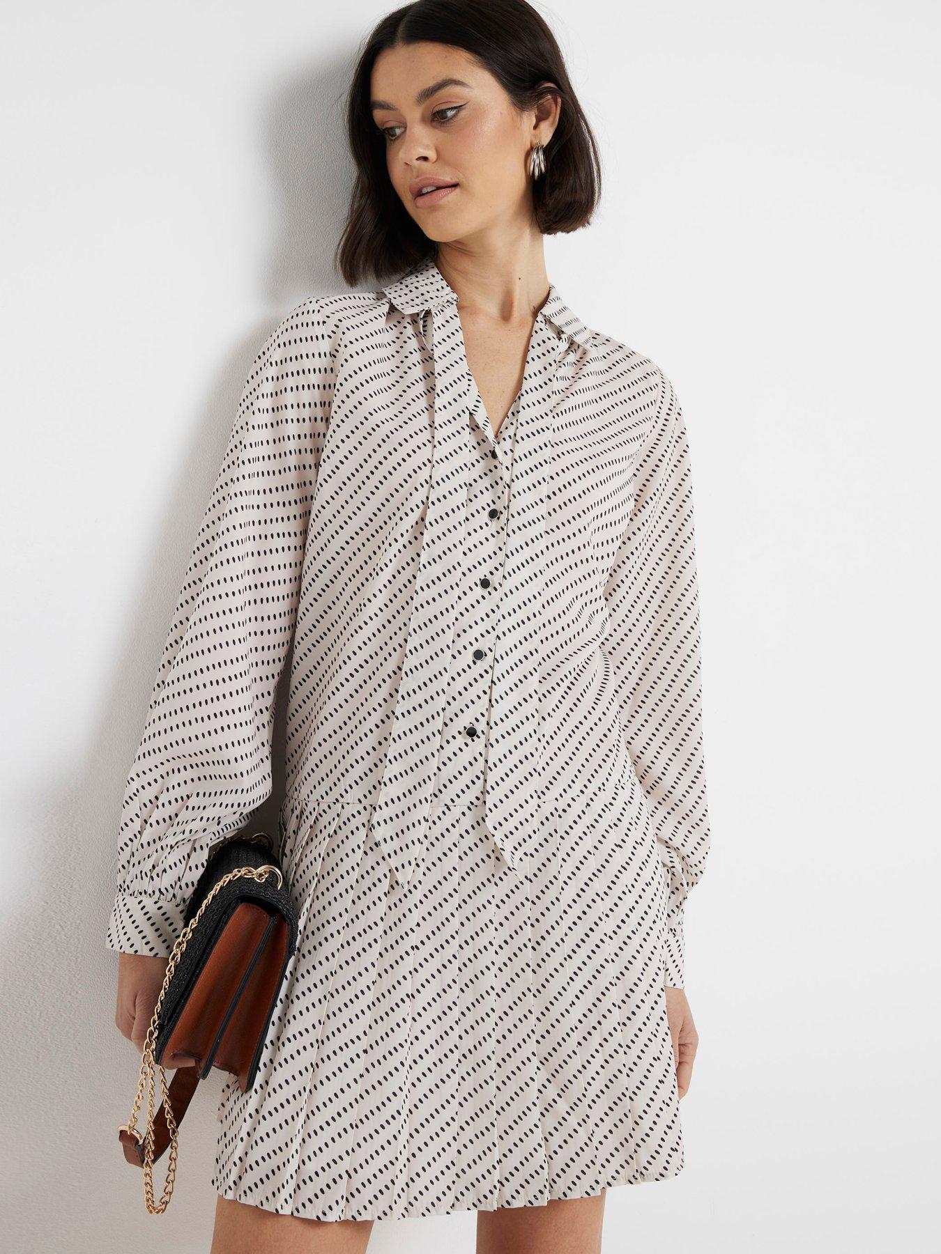 river-island-pleated-dotty-shirt-dress-cream