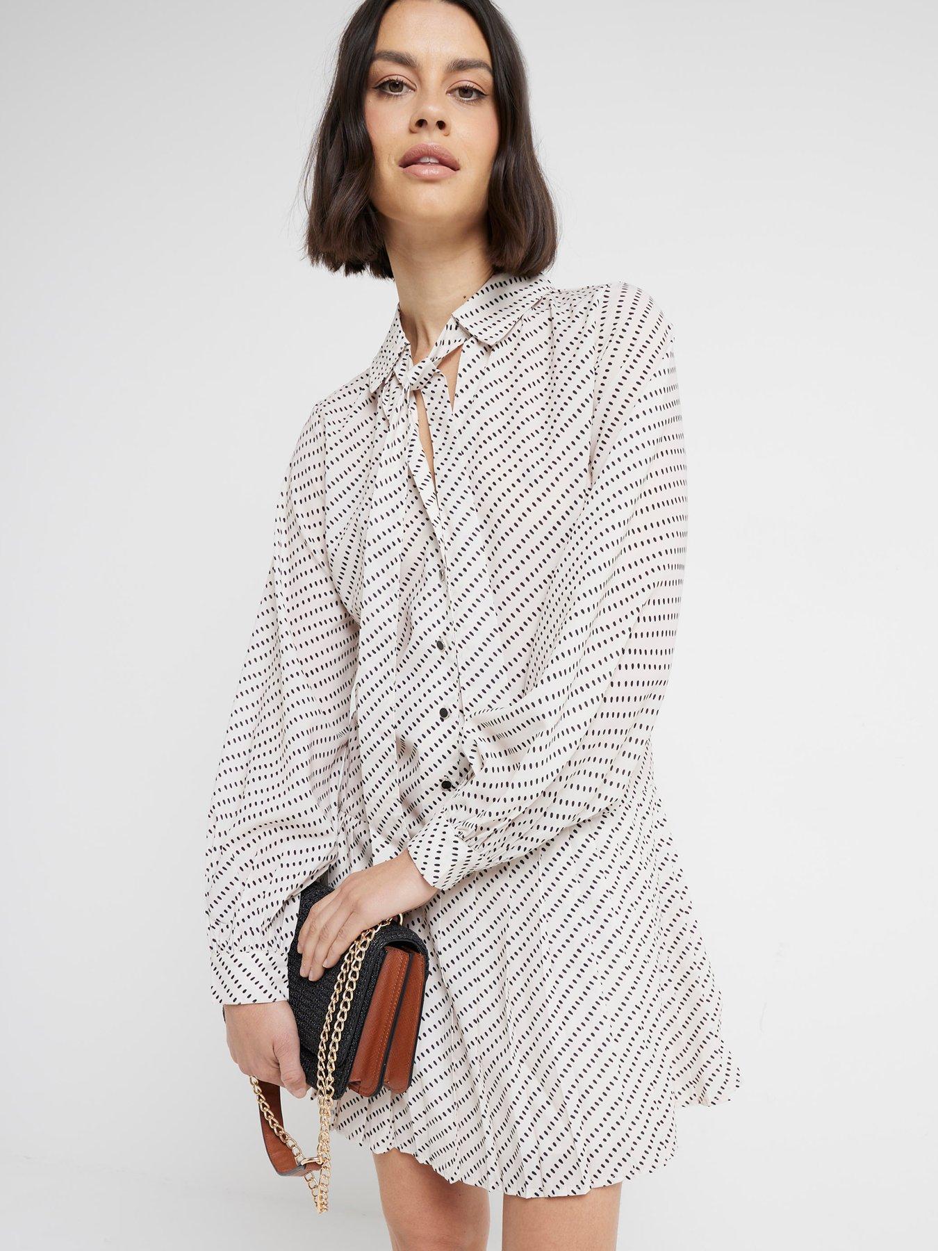 river-island-pleated-dotty-shirt-dress-creamoutfit