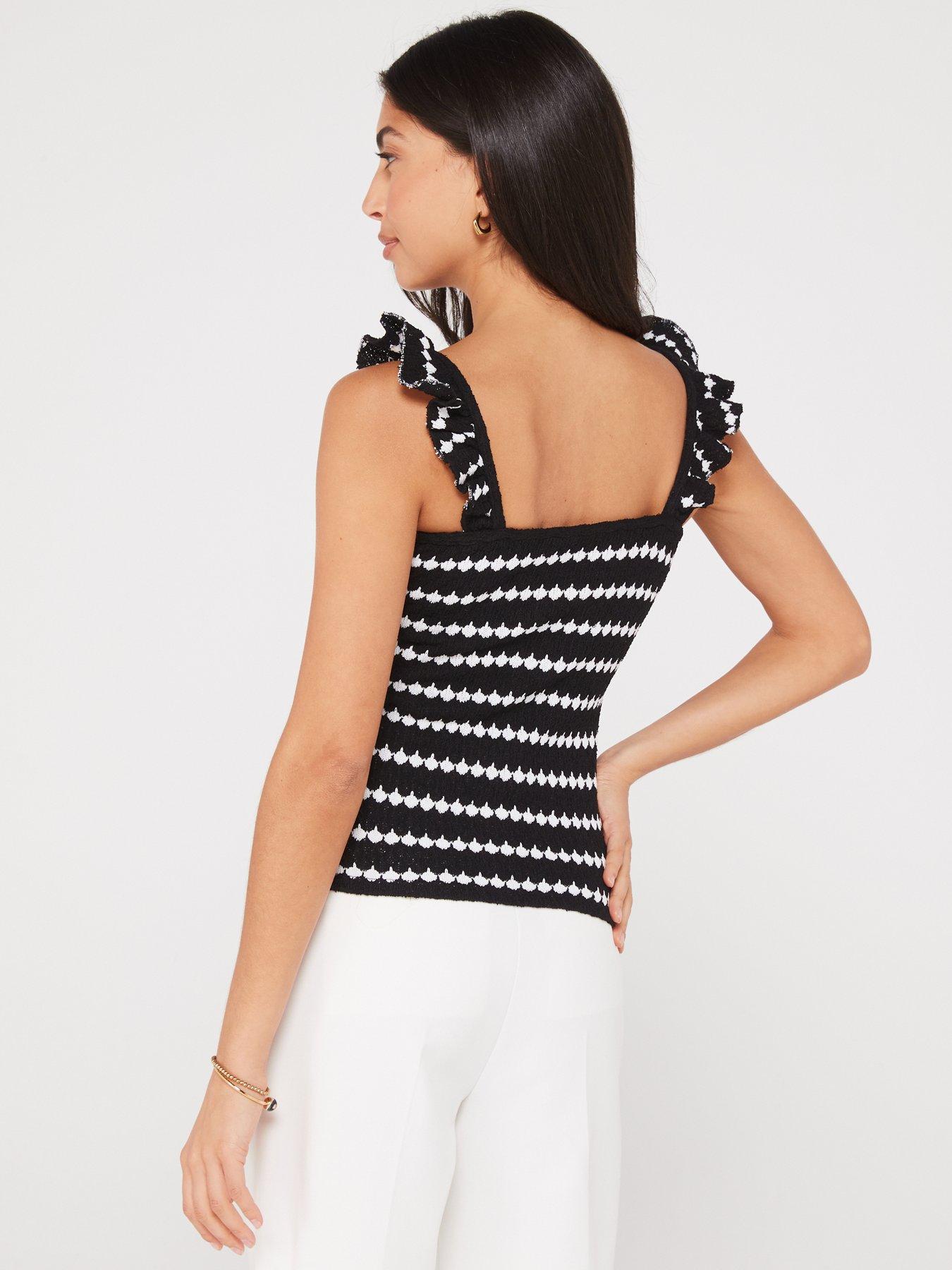 v-by-very-crochet-ruffle-sleeve-vest-monostillFront