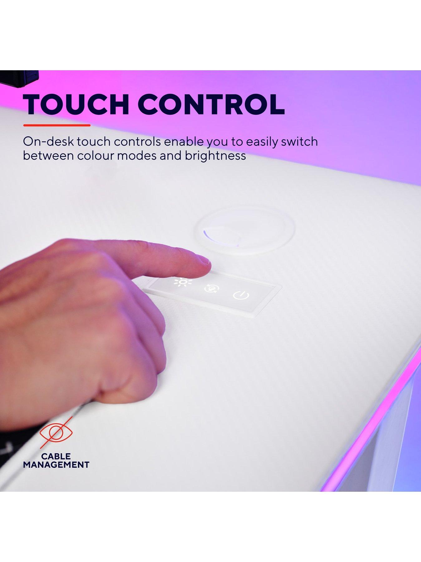 Image 4 of 7 of Trust GXT709W Luminus White Gaming Desk with Adjustable RGB LED Lighting