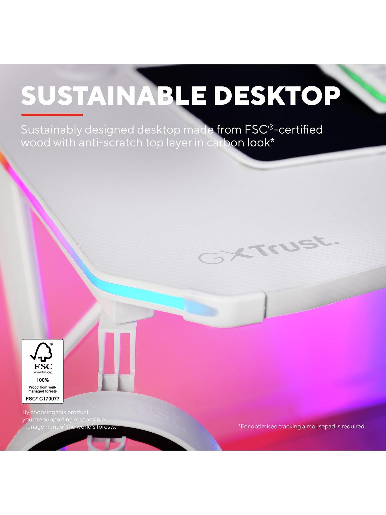 Image 5 of 7 of Trust GXT709W Luminus White Gaming Desk with Adjustable RGB LED Lighting