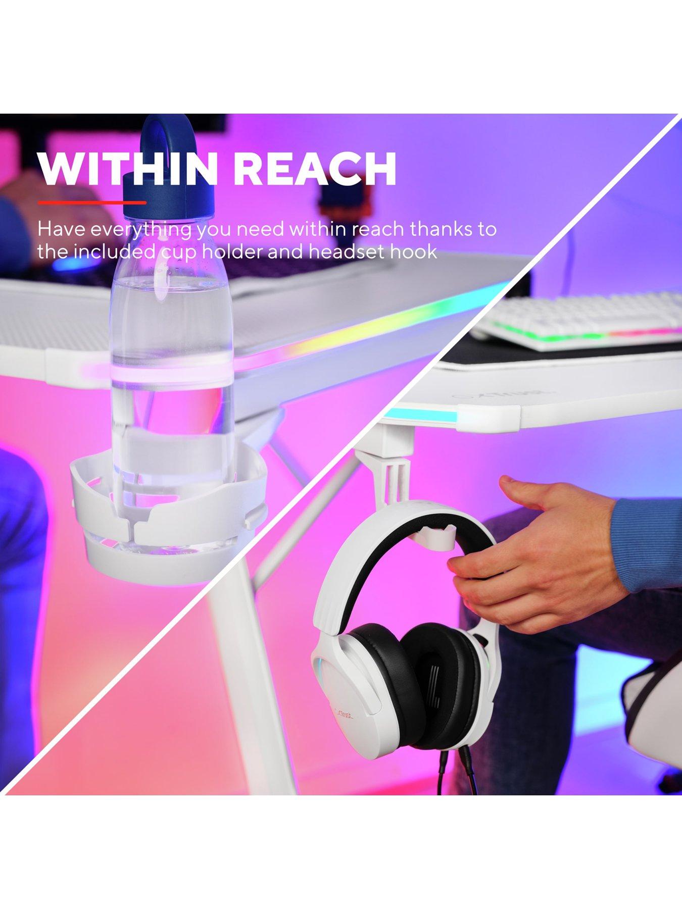 Image 6 of 7 of Trust GXT709W Luminus White Gaming Desk with Adjustable RGB LED Lighting