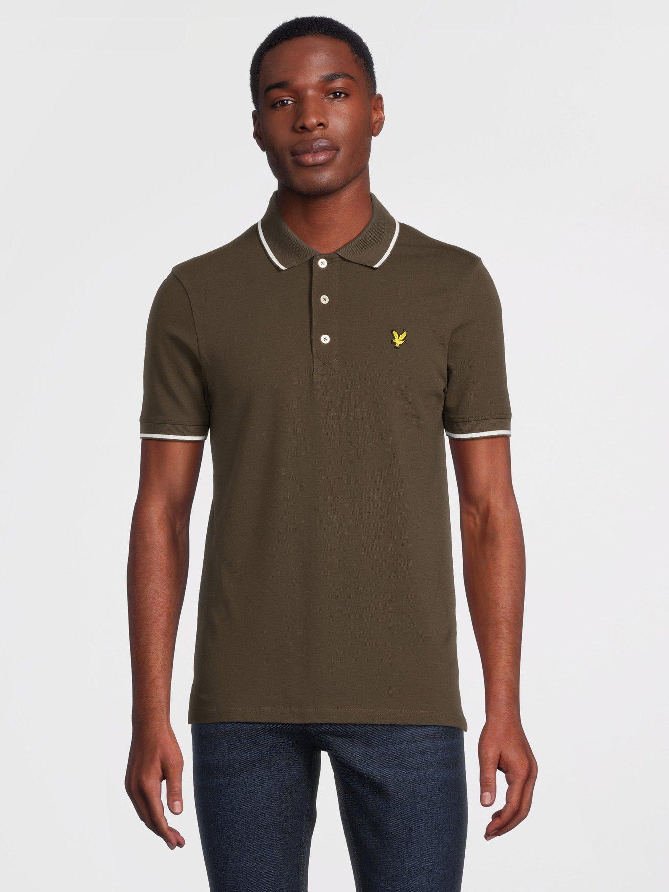 lyle-scott-lyle-amp-scott-tipped-regular-fit-polo-shirt-khaki