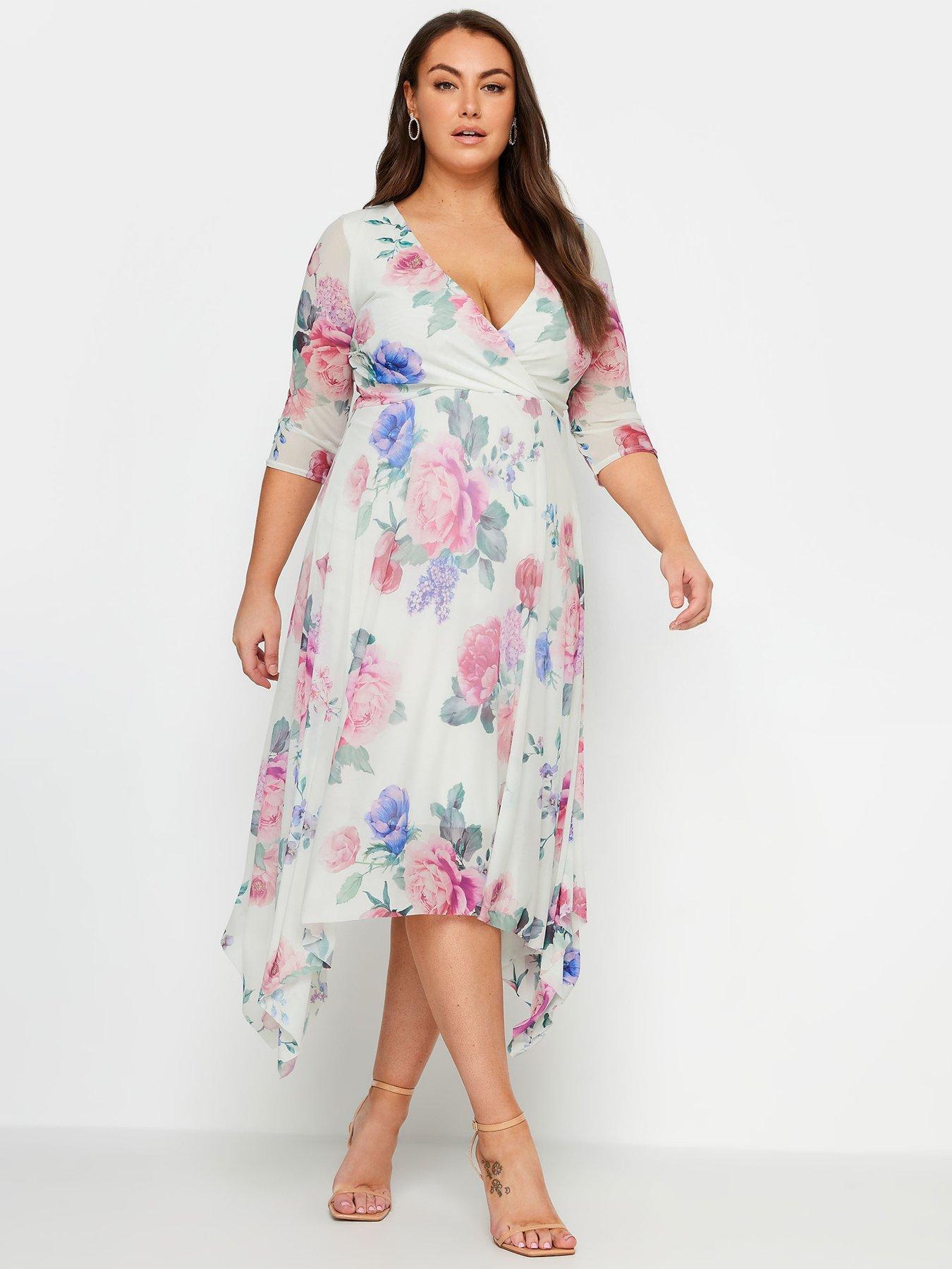 yours-curve-floral-mesh-wrap-hanky-hem-dress-white