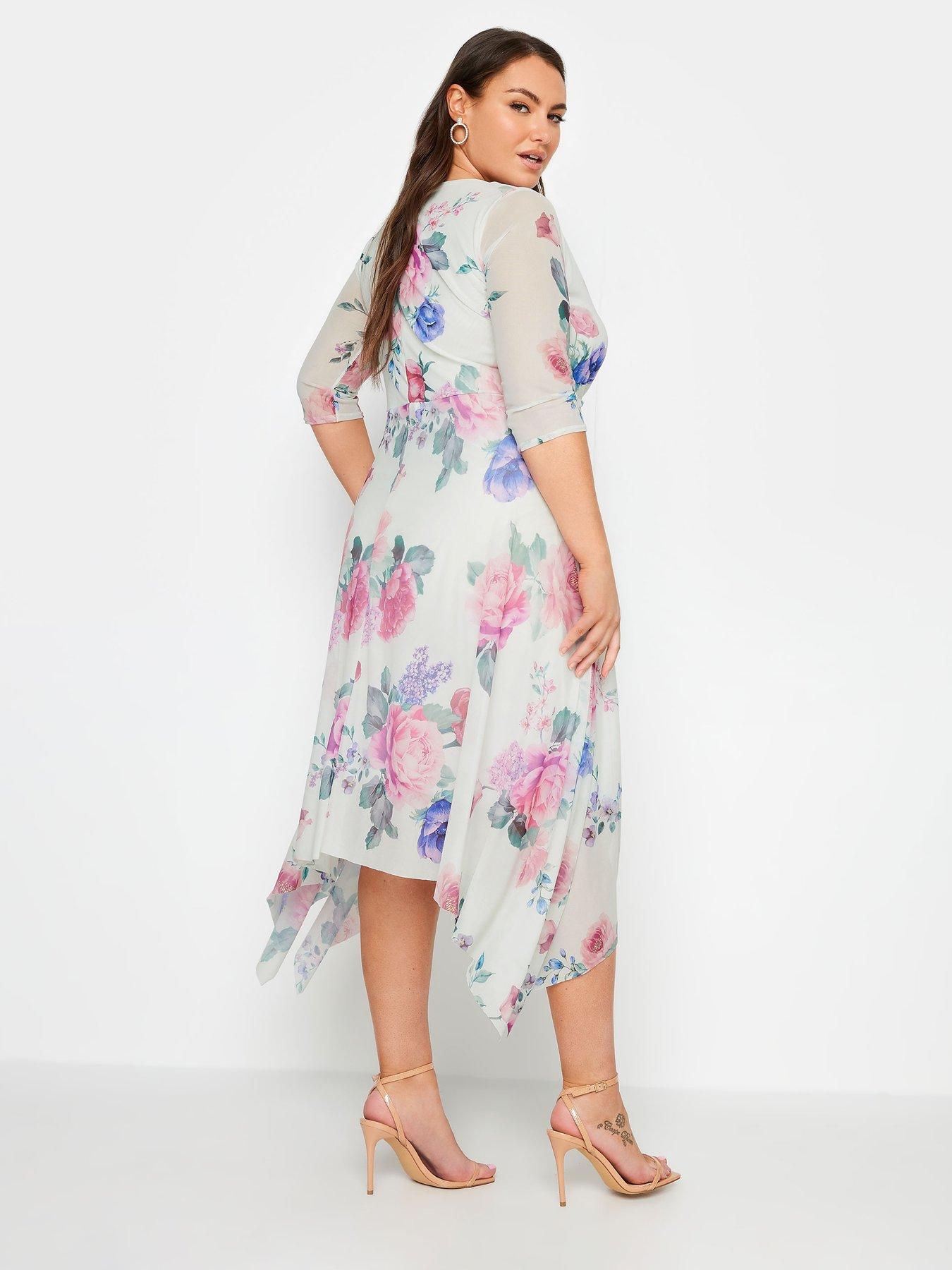 yours-curve-floral-mesh-wrap-hanky-hem-dress-whitestillFront