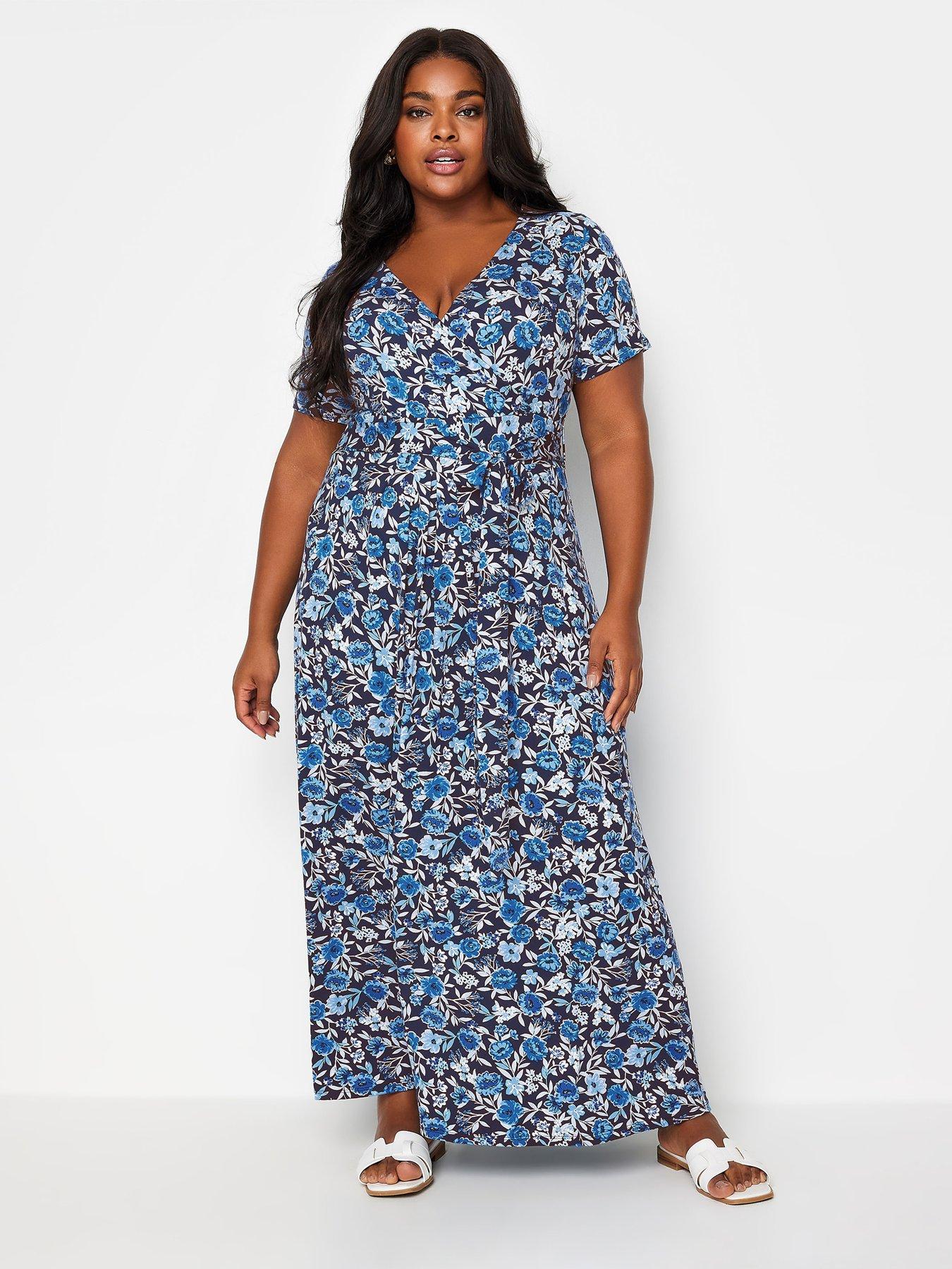 yours-curve-ve-wrap-dress-navy-based-picnic-blue