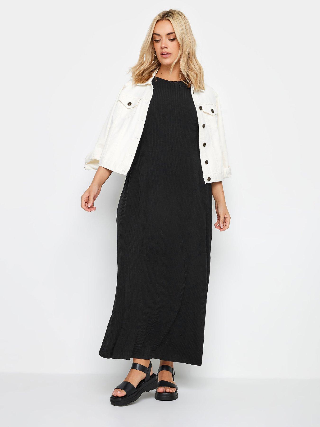 Image 3 of 4 of Yours Curve Short Sleeve Rib Swing Maxi Dress - Black