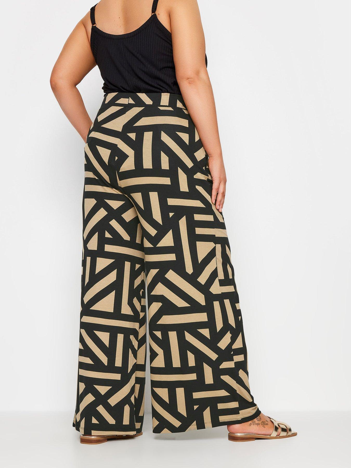 yours-curve-jersey-wide-leg-trousers-geo-print-blackstillFront