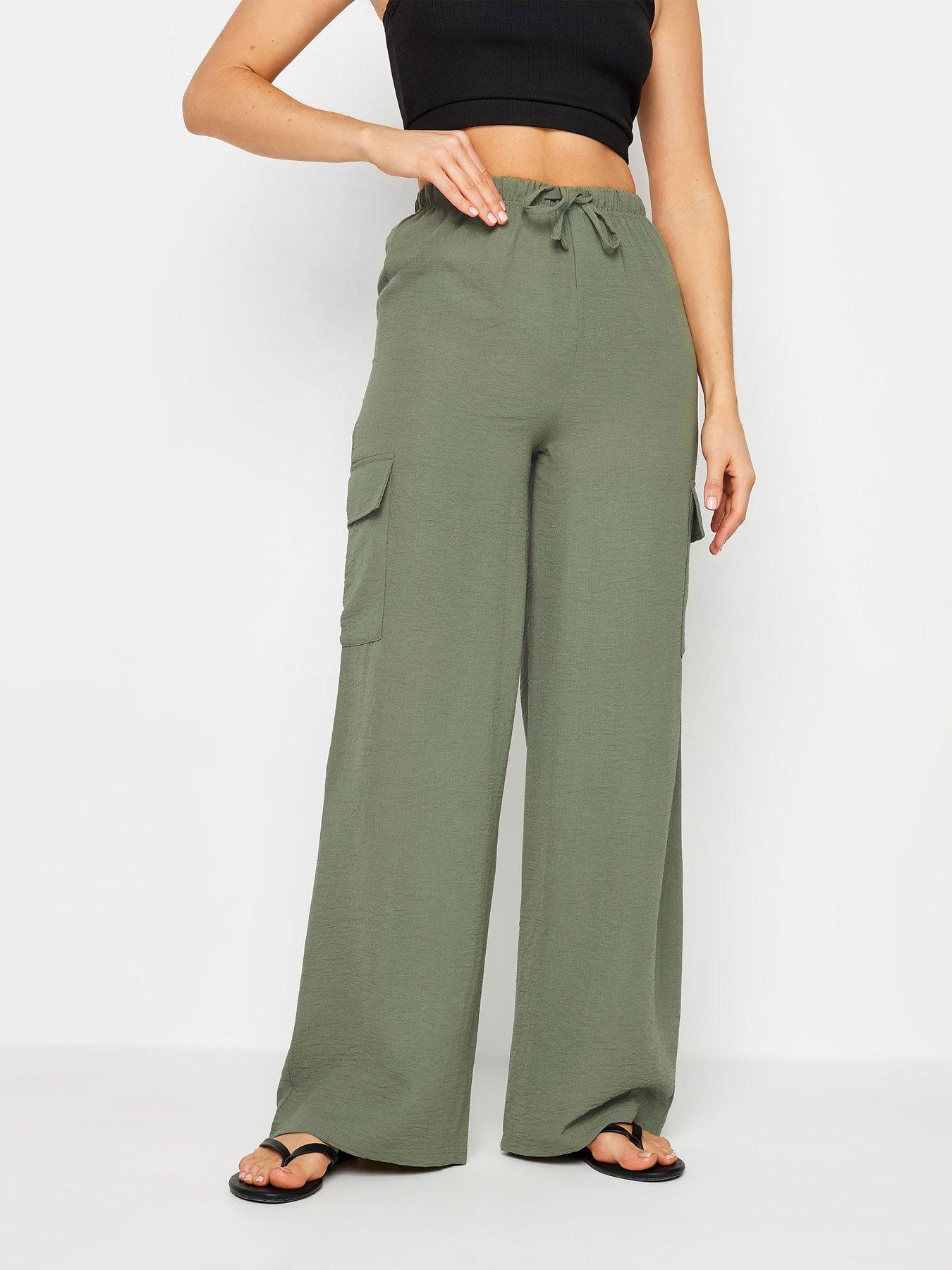 long-tall-sally-tall-khaki-crepe-cargo-wide-leg-trousers