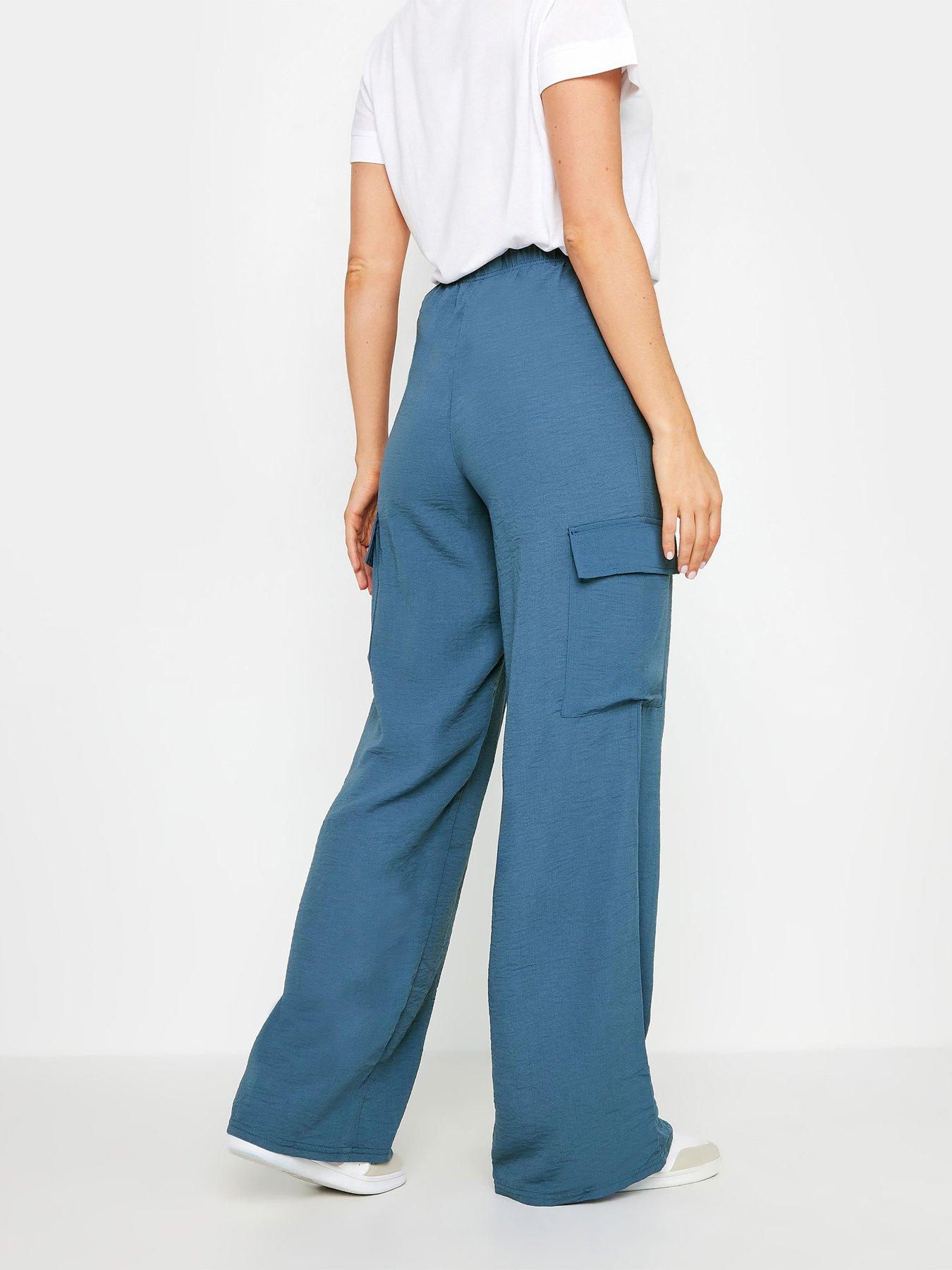 long-tall-sally-tall-crepe-cargo-wide-leg-trousers-bluestillFront