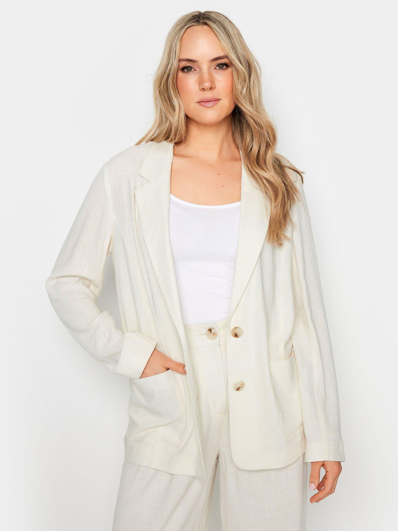Tall White Sand Linen Jacket