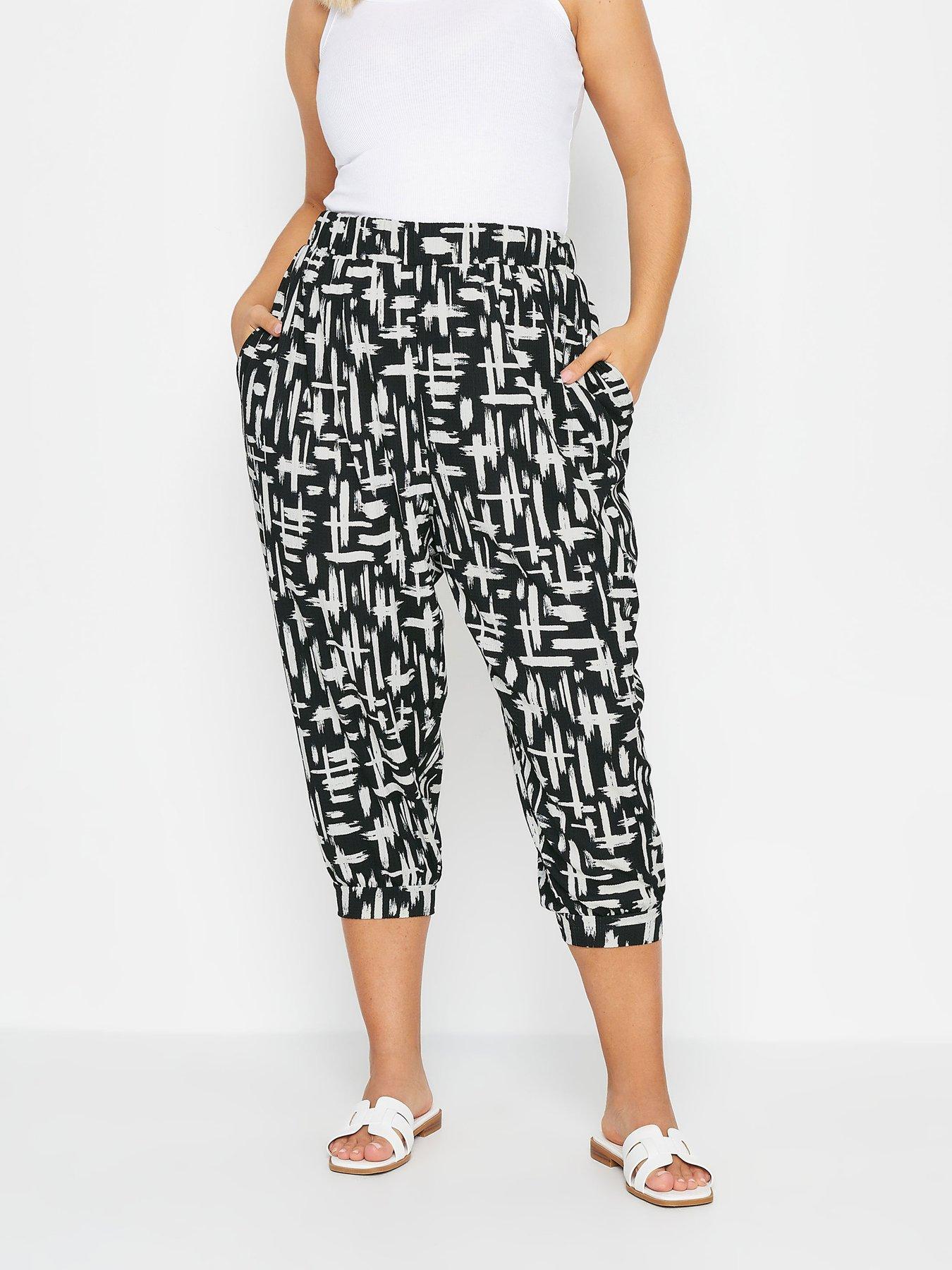 yours-curve-stripe-cropped-jersey-harem-jogger-black