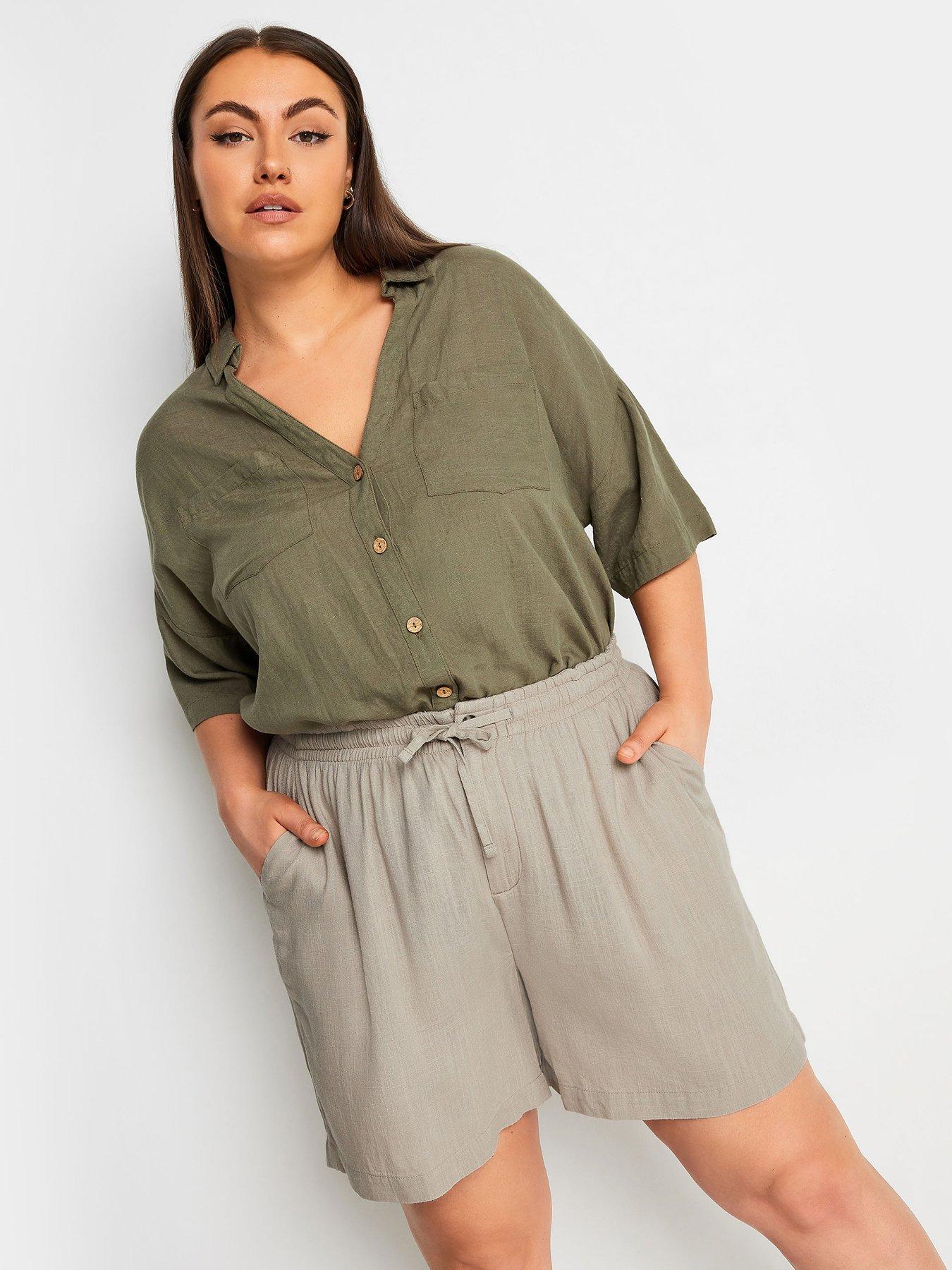 yours-curve-cargo-linen-shorts-natural