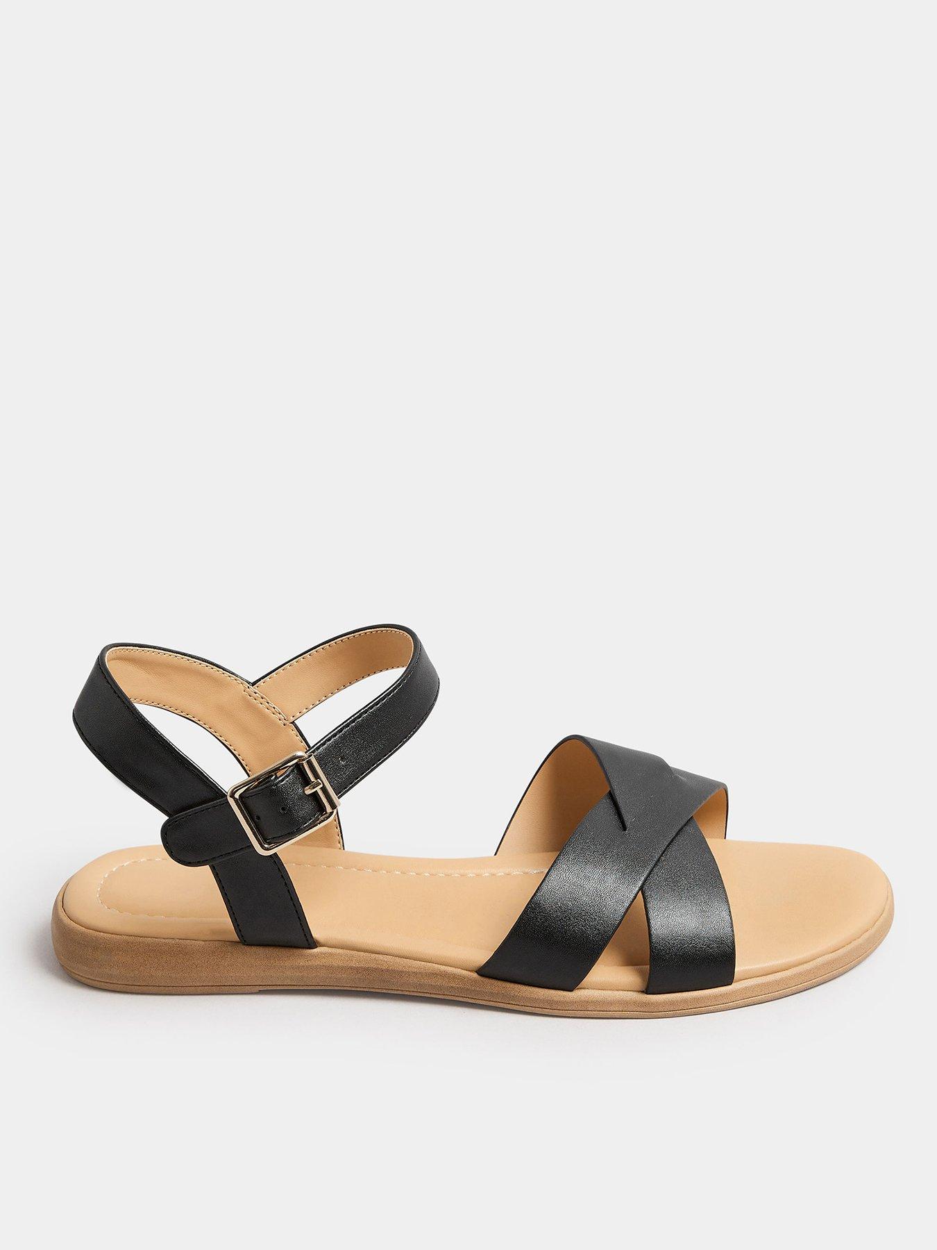 Image of Yours Extra Wide Fit Cross Over Sandal Black