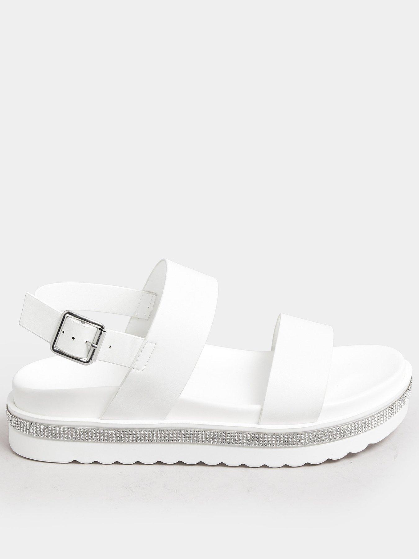 yours-extra-wide-fit-sparkle-flatform-sandals-white