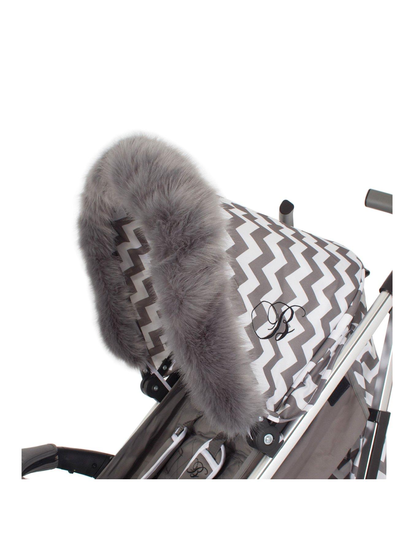 my-babiie-my-babiie-grey-pram-hood-fur-trimfront