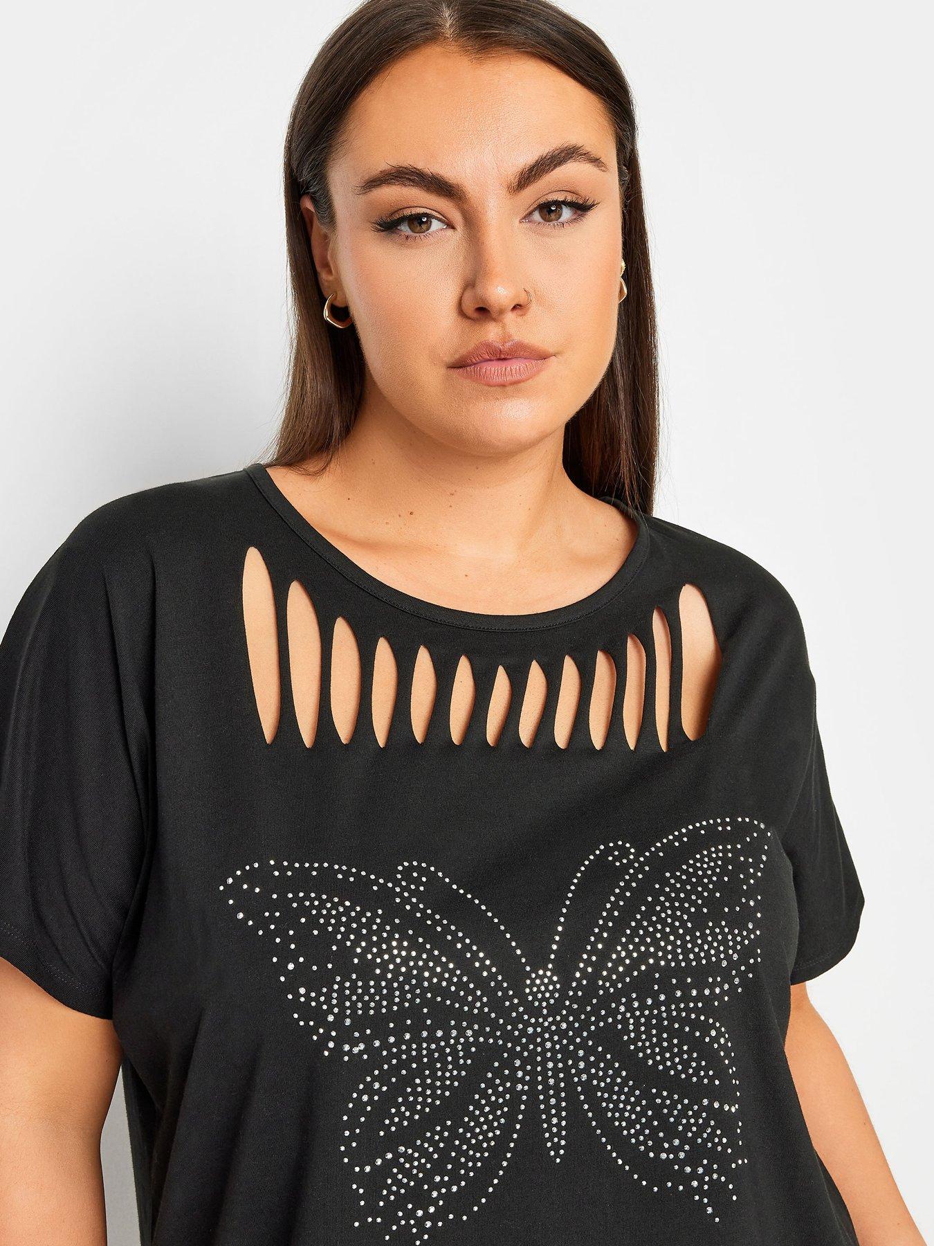 yours-curve-laser-cut-t-shirt-yolk-cut-butterfly-bling-blackoutfit