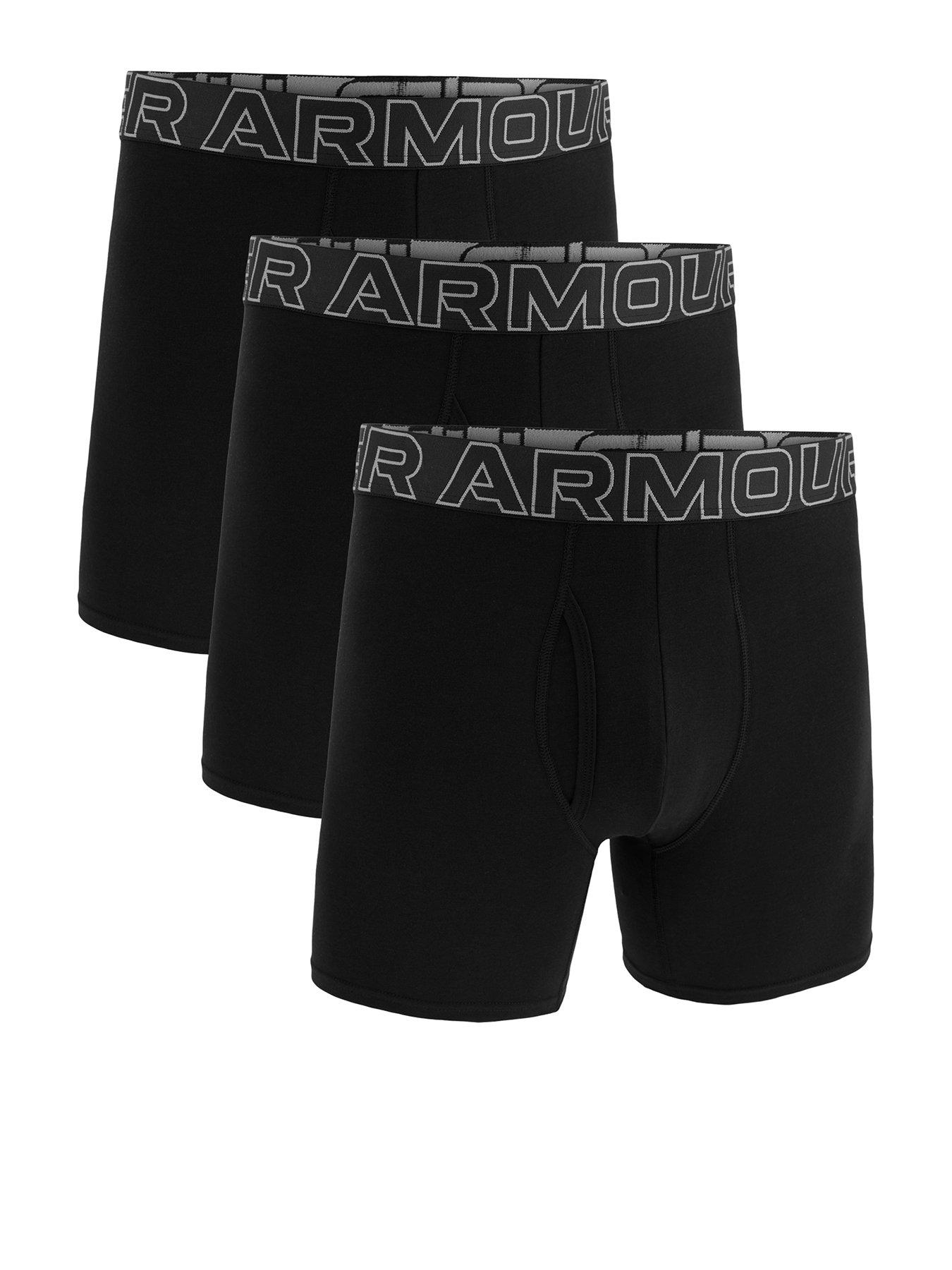 UNDER ARMOUR 3 Pack of Men's 6 Inch Performance Cotton Solid Boxers - Black