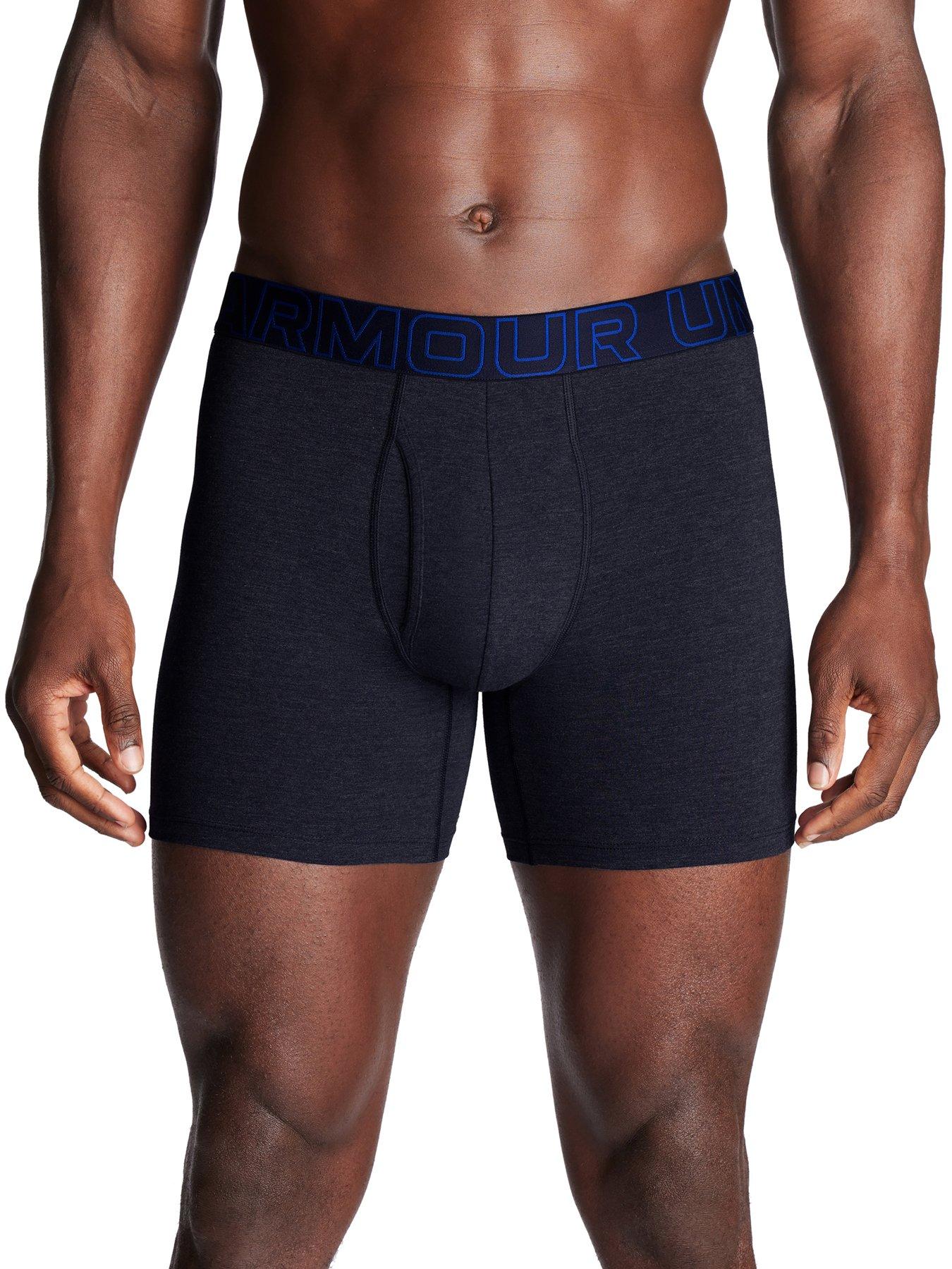 Image 2 of 3 of UNDER ARMOUR 3 Pack of&nbsp;Men's&nbsp;6 Inch Performance Cotton Solid Boxers&nbsp;- Blue/Grey/Navy