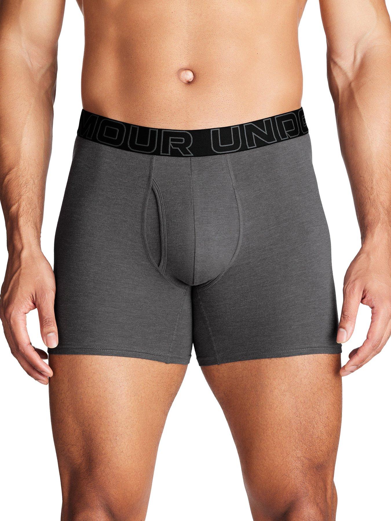 Image 2 of 3 of UNDER ARMOUR 3 Pack&nbsp;Men's 6 Inch Performance Cotton Solid Boxers -&nbsp;Black/Red/Grey