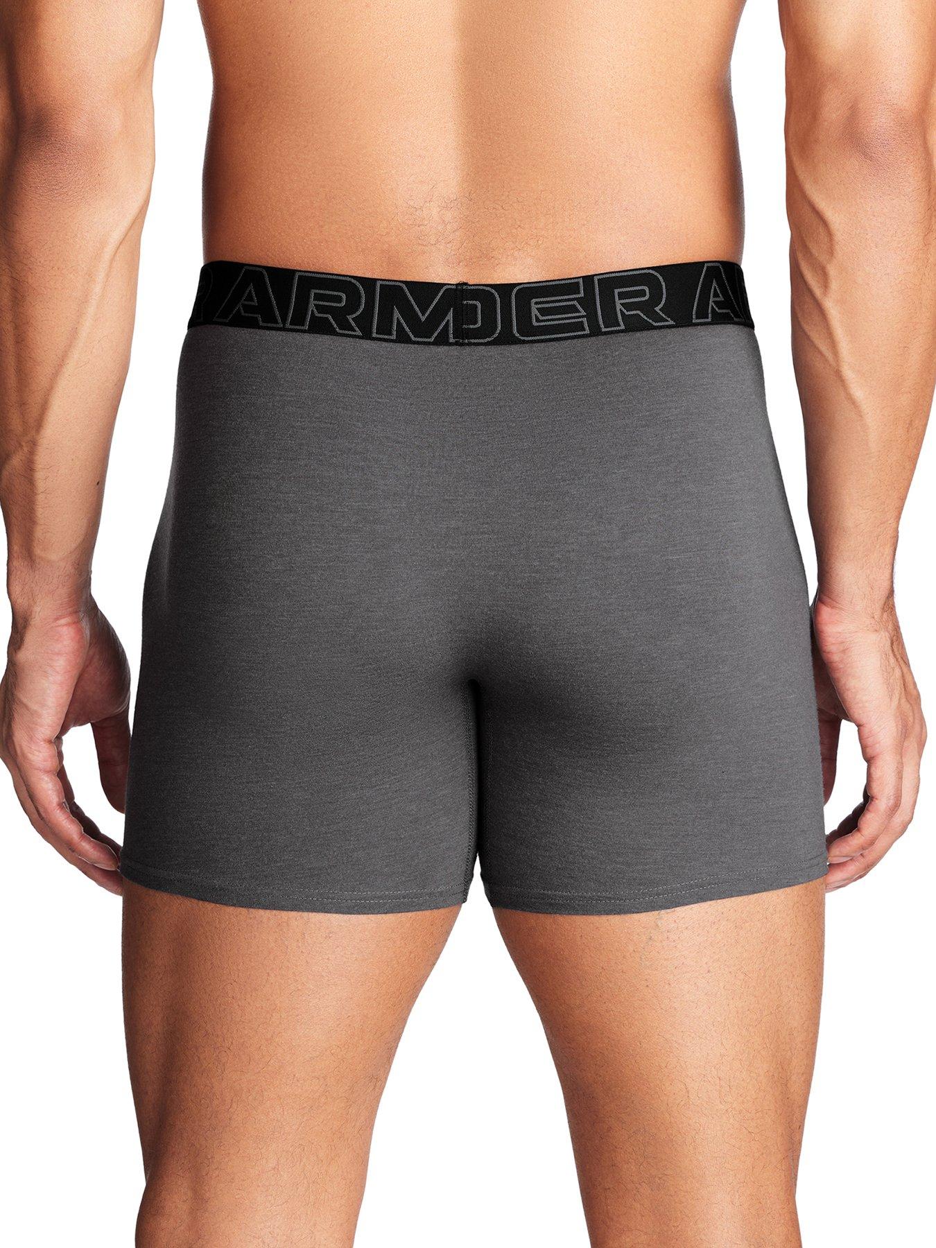 Image 3 of 3 of UNDER ARMOUR 3 Pack&nbsp;Men's 6 Inch Performance Cotton Solid Boxers -&nbsp;Black/Red/Grey