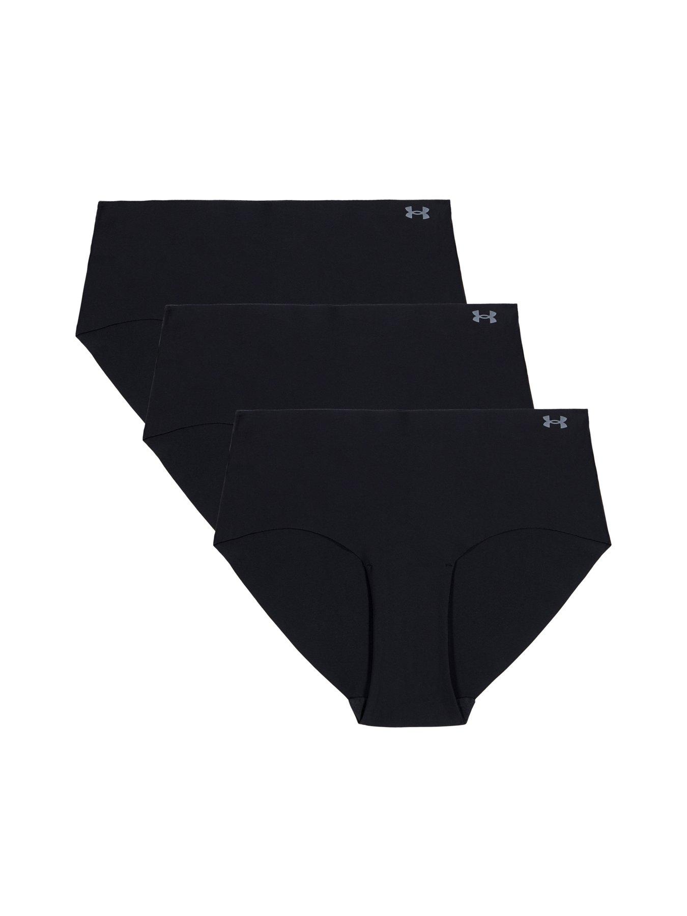 undefined Women's Pure Stretch No Show 3pk Solid Colour Hipsters-black