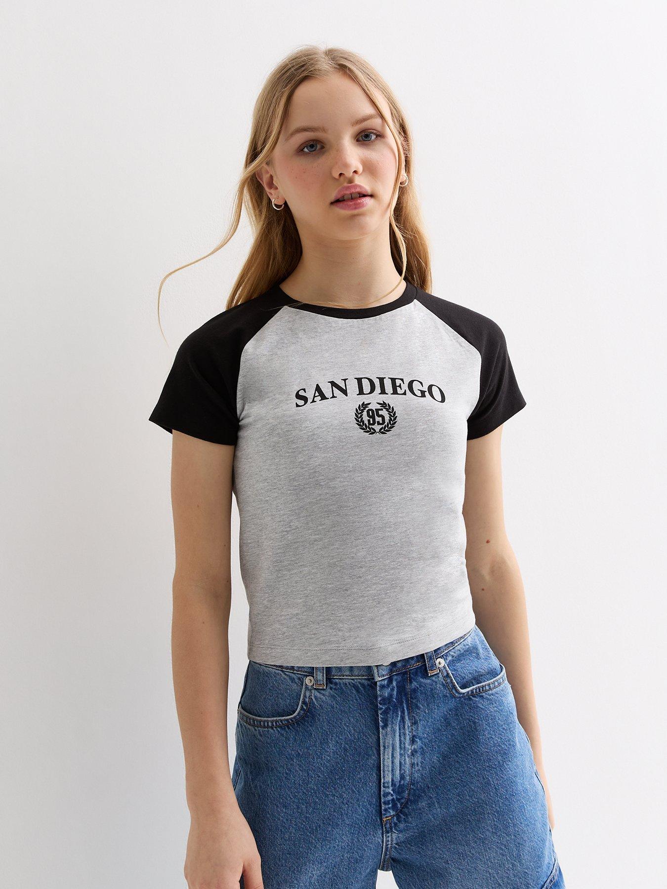 new-look-915-girls-black-san-diego-logo-raglan-t-shirt