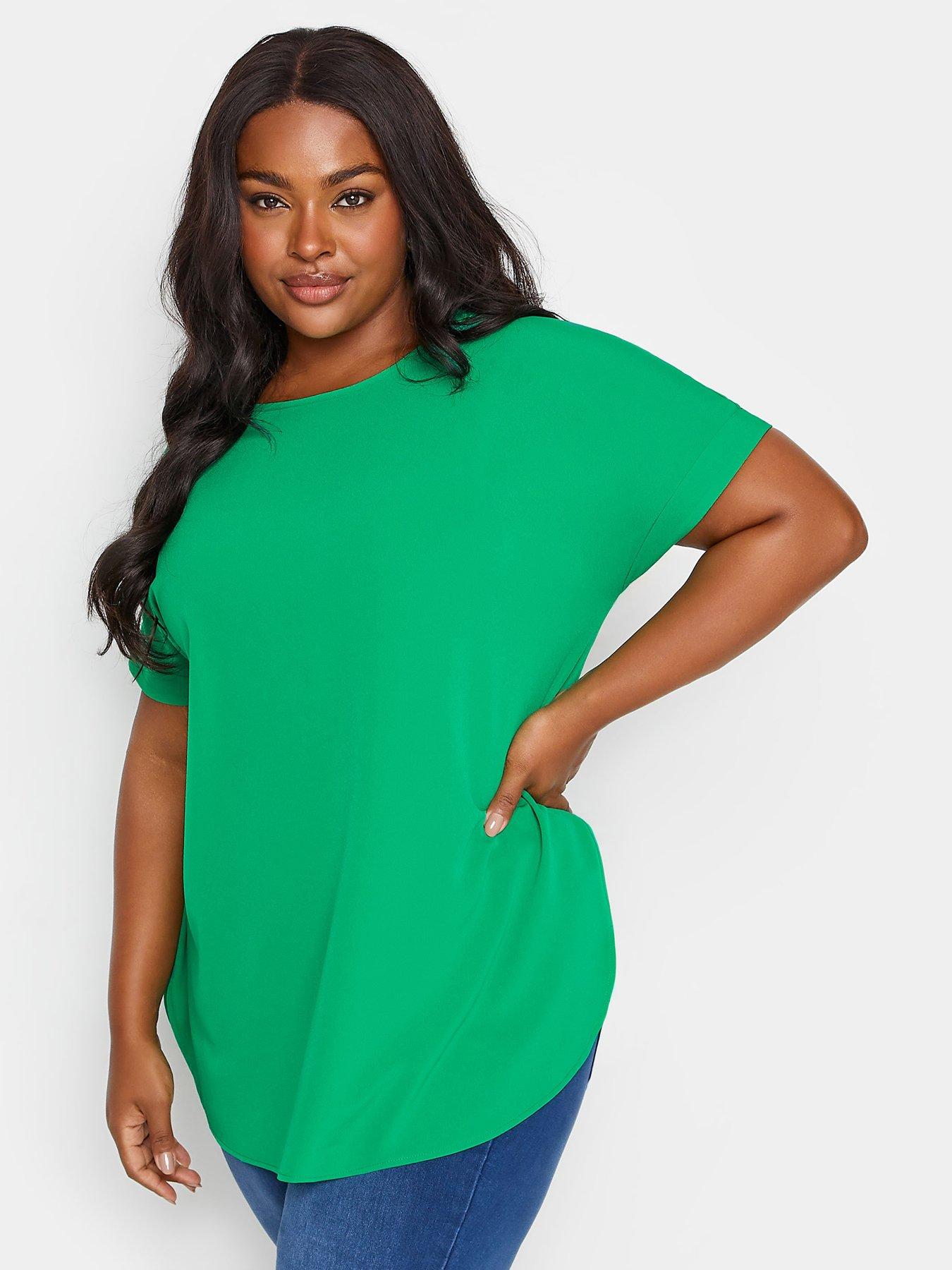 yours-curve-short-sleeve-boxy-top-green