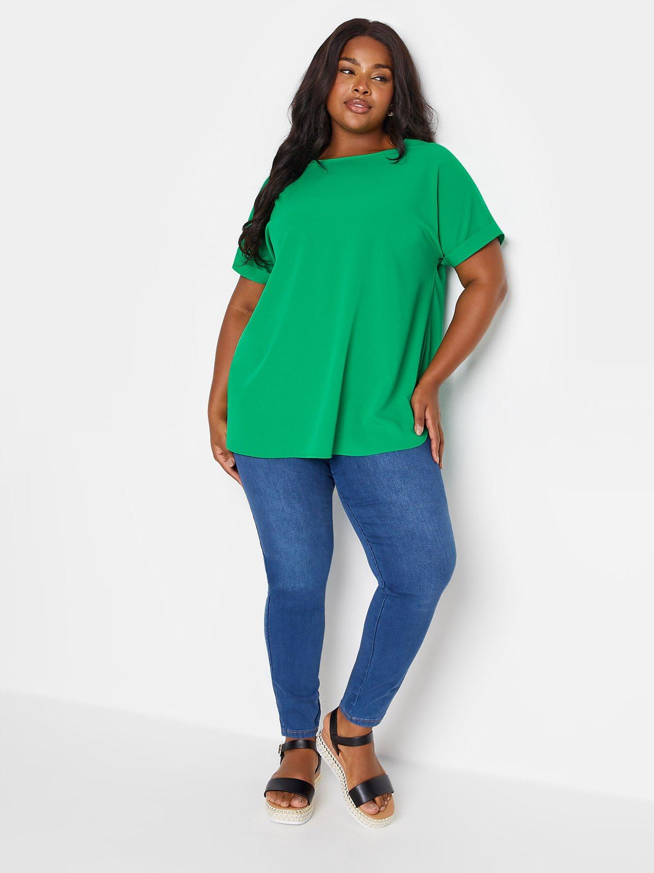 yours-curve-short-sleeve-boxy-top-greenback