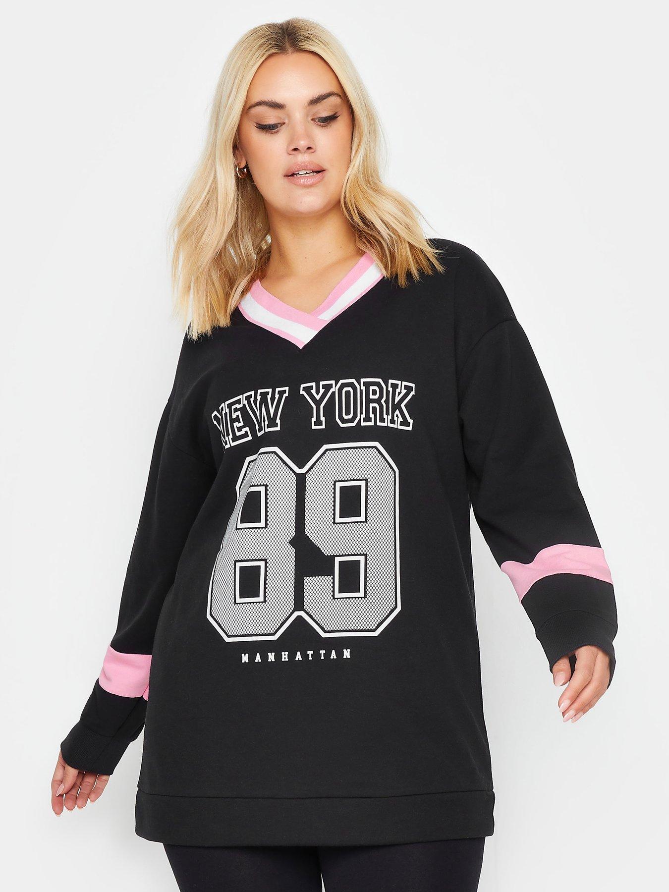 yours-curve-new-york-slogan-print-sweatshirt-blackfront