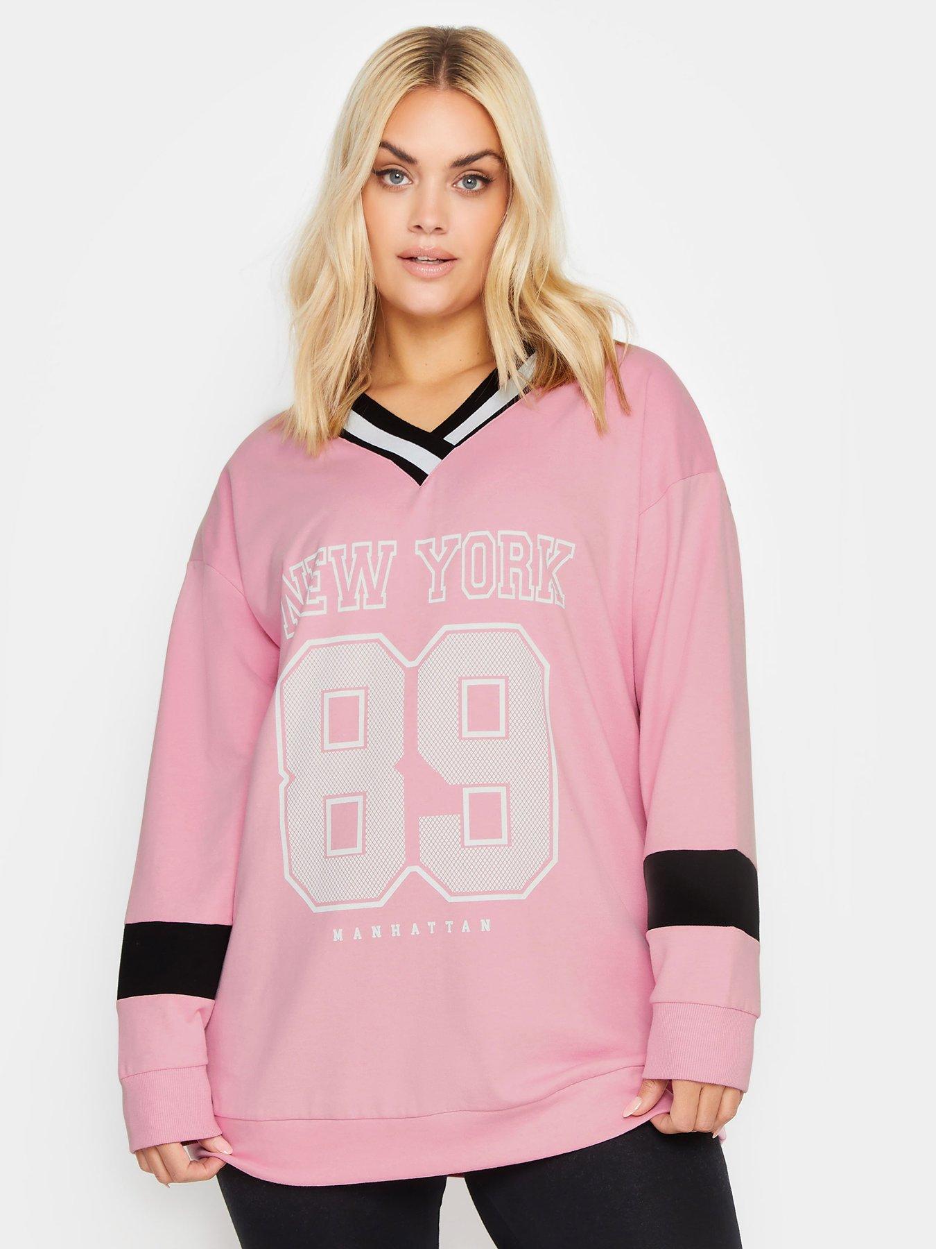 yours-curve-new-york-slogan-print-sweatshirt-pink