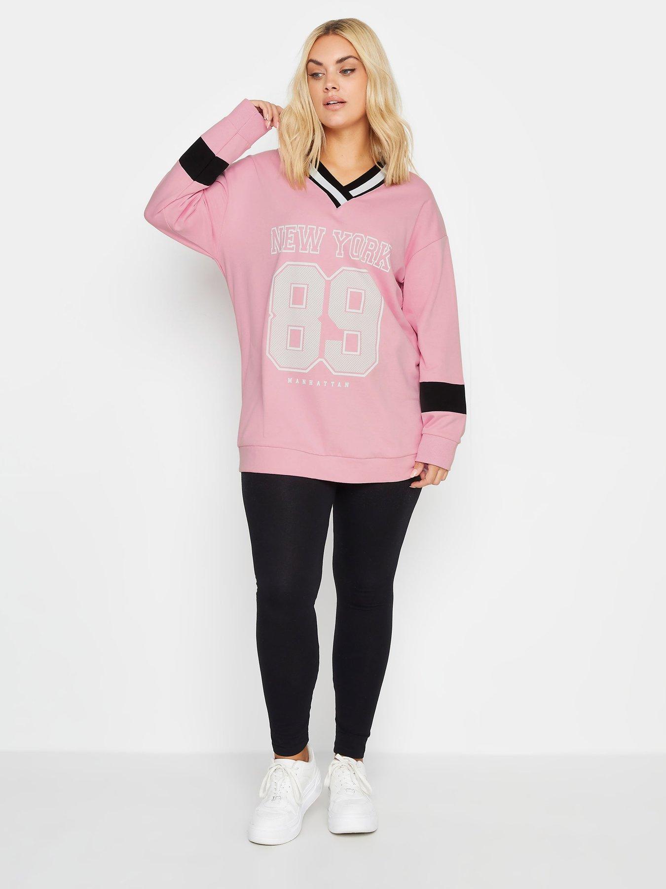 yours-curve-new-york-slogan-print-sweatshirt-pinkback