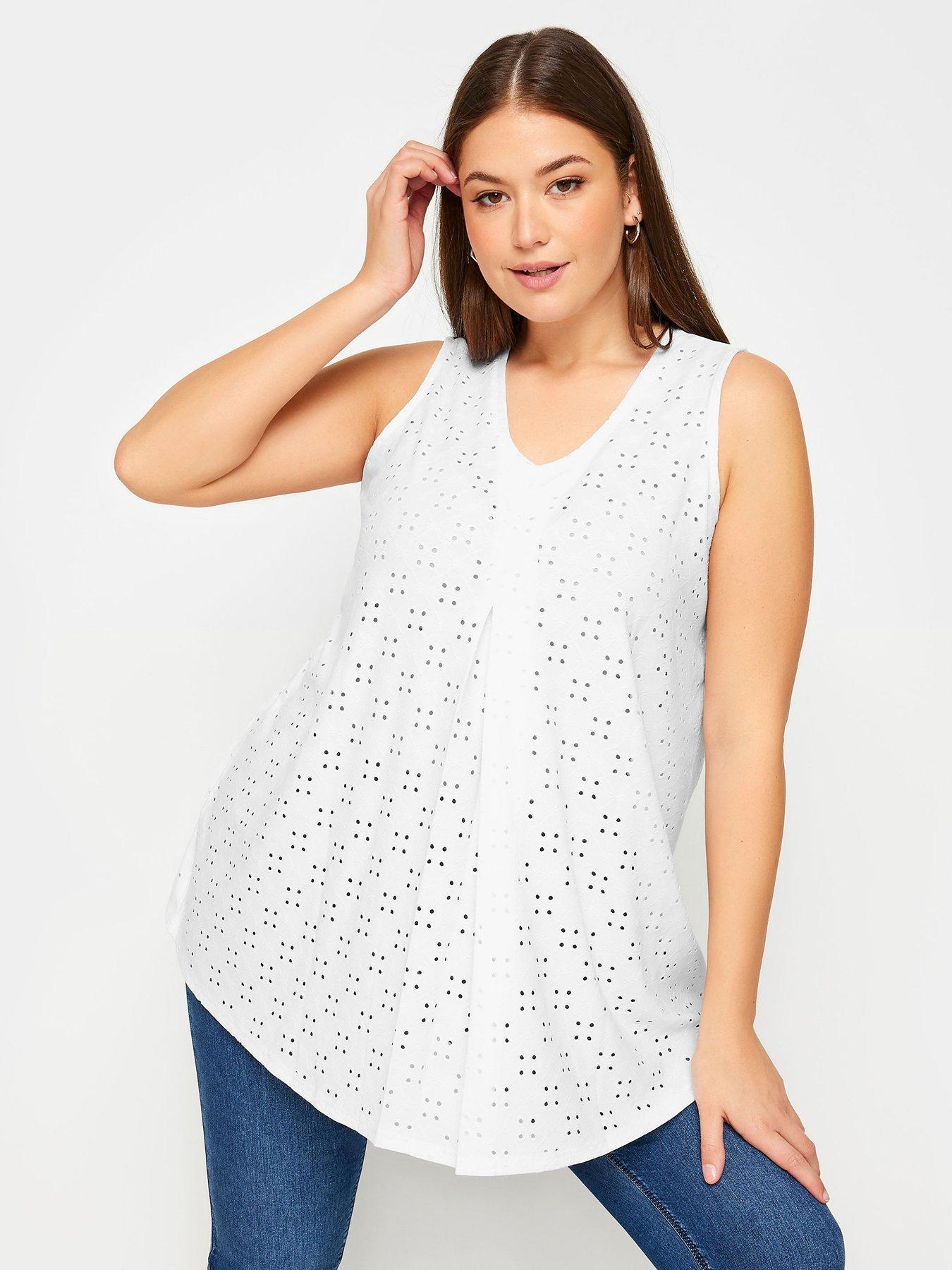 Yours Curve Broidery Pleat Swing Vest White | Very Ireland