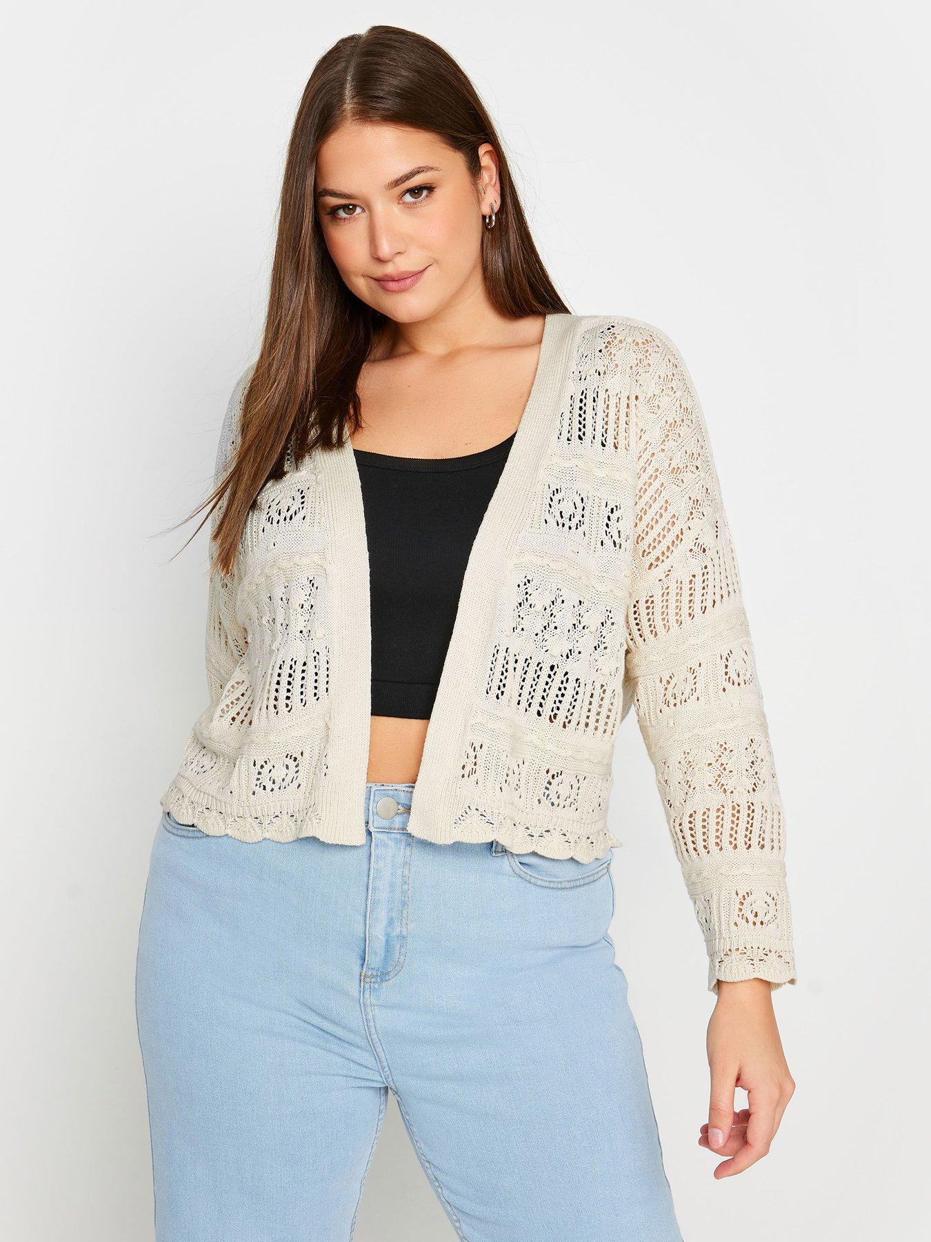 yours-curve-mixed-pointelle-short-cardi-ivory