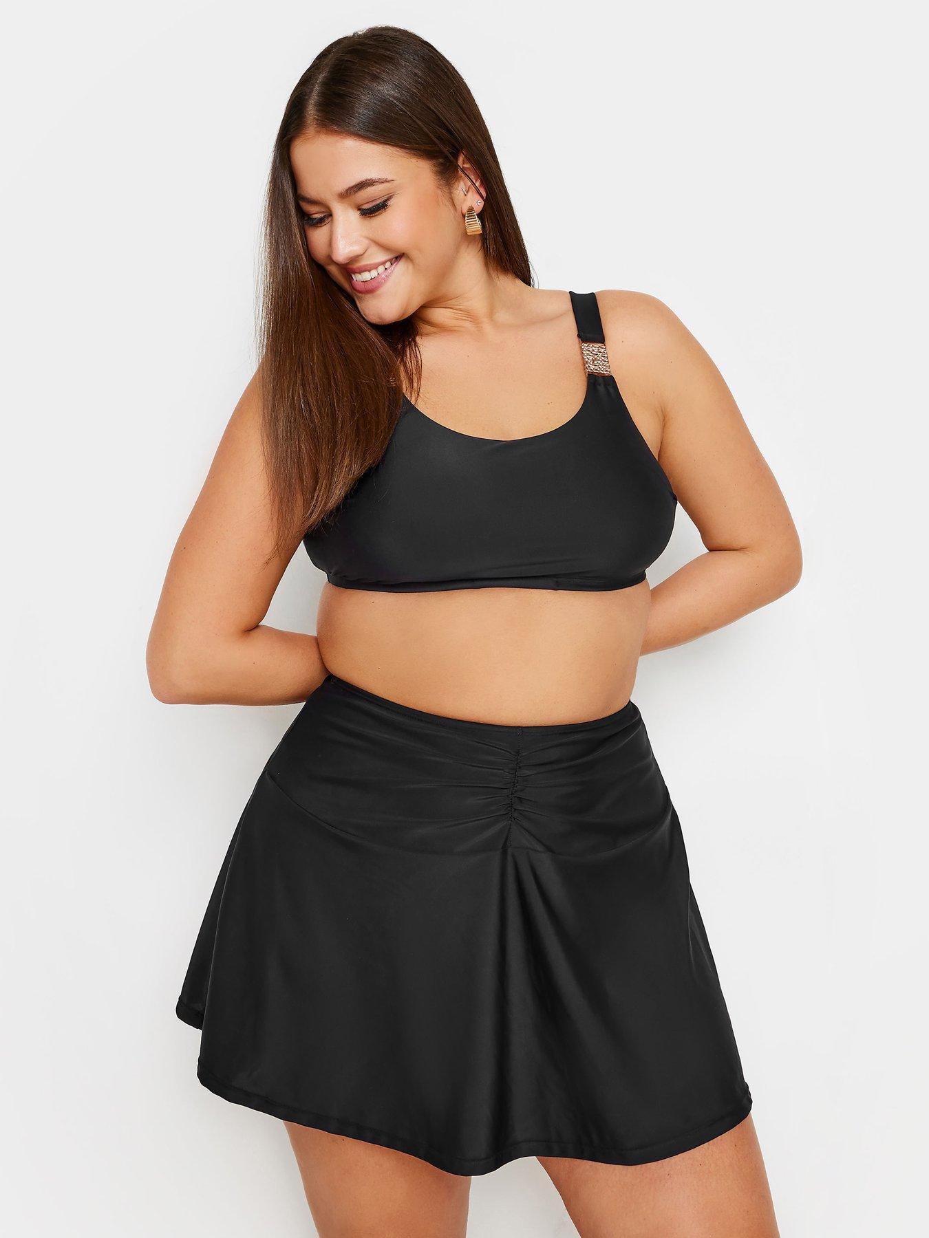 yours-curve-ruched-front-swim-skirt-black