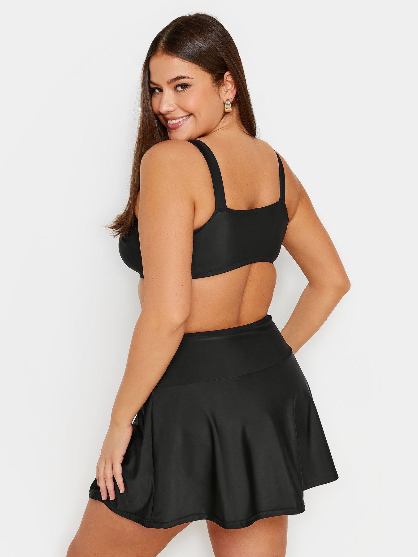 yours-curve-ruched-front-swim-skirt-blackstillFront