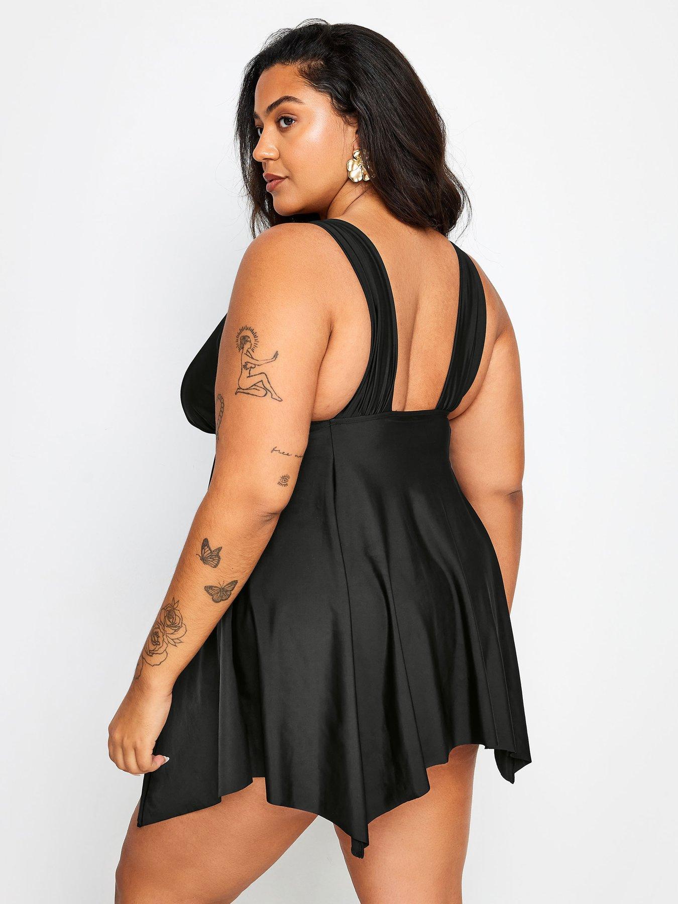 yours-curve-knotted-strap-hanky-swim-dress-blackstillFront