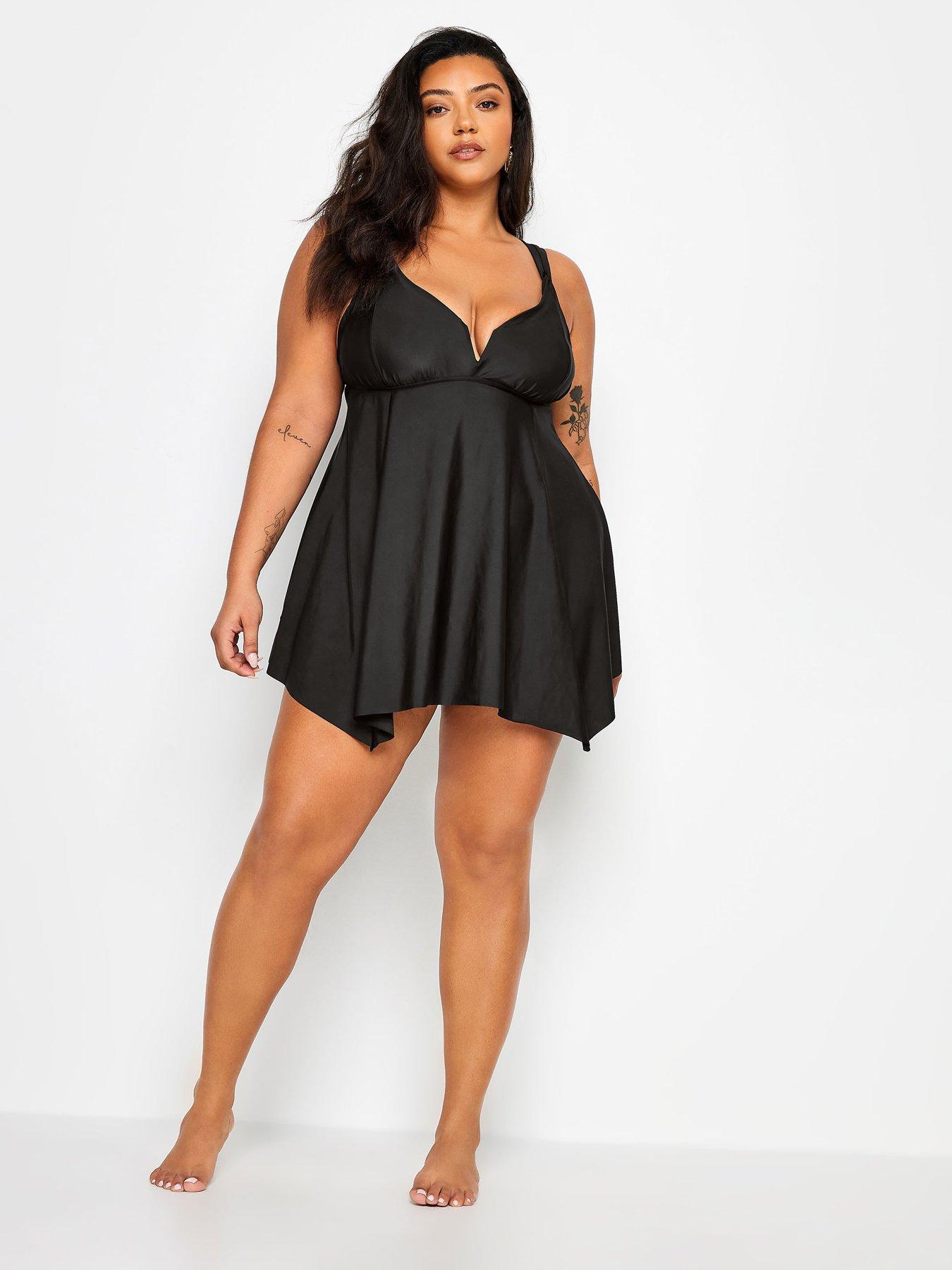 yours-curve-knotted-strap-hanky-swim-dress-blackback