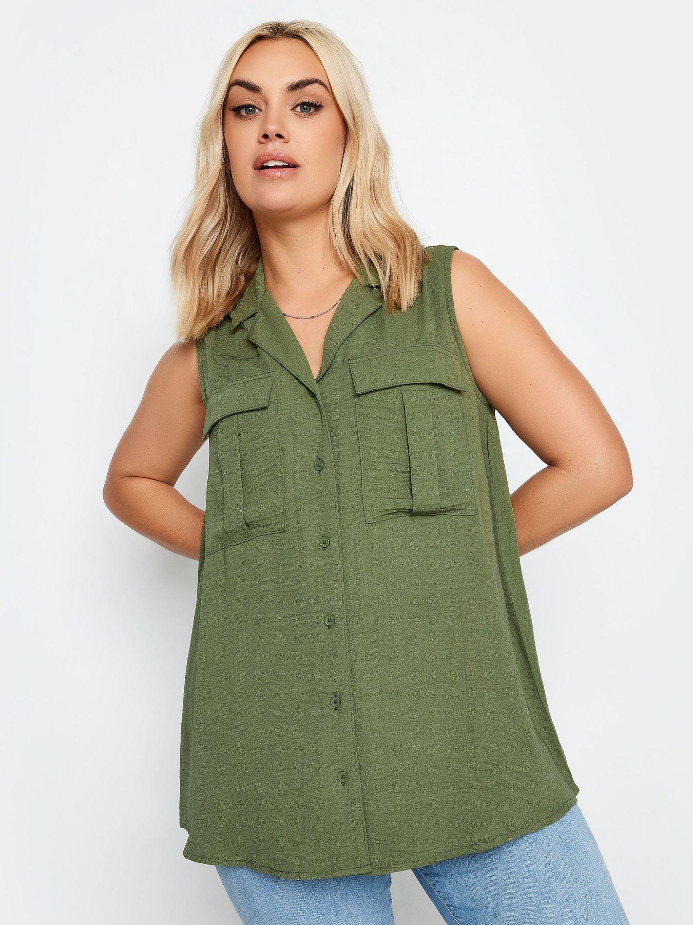 yours-curve-sleeveless-utility-shirt-khaki