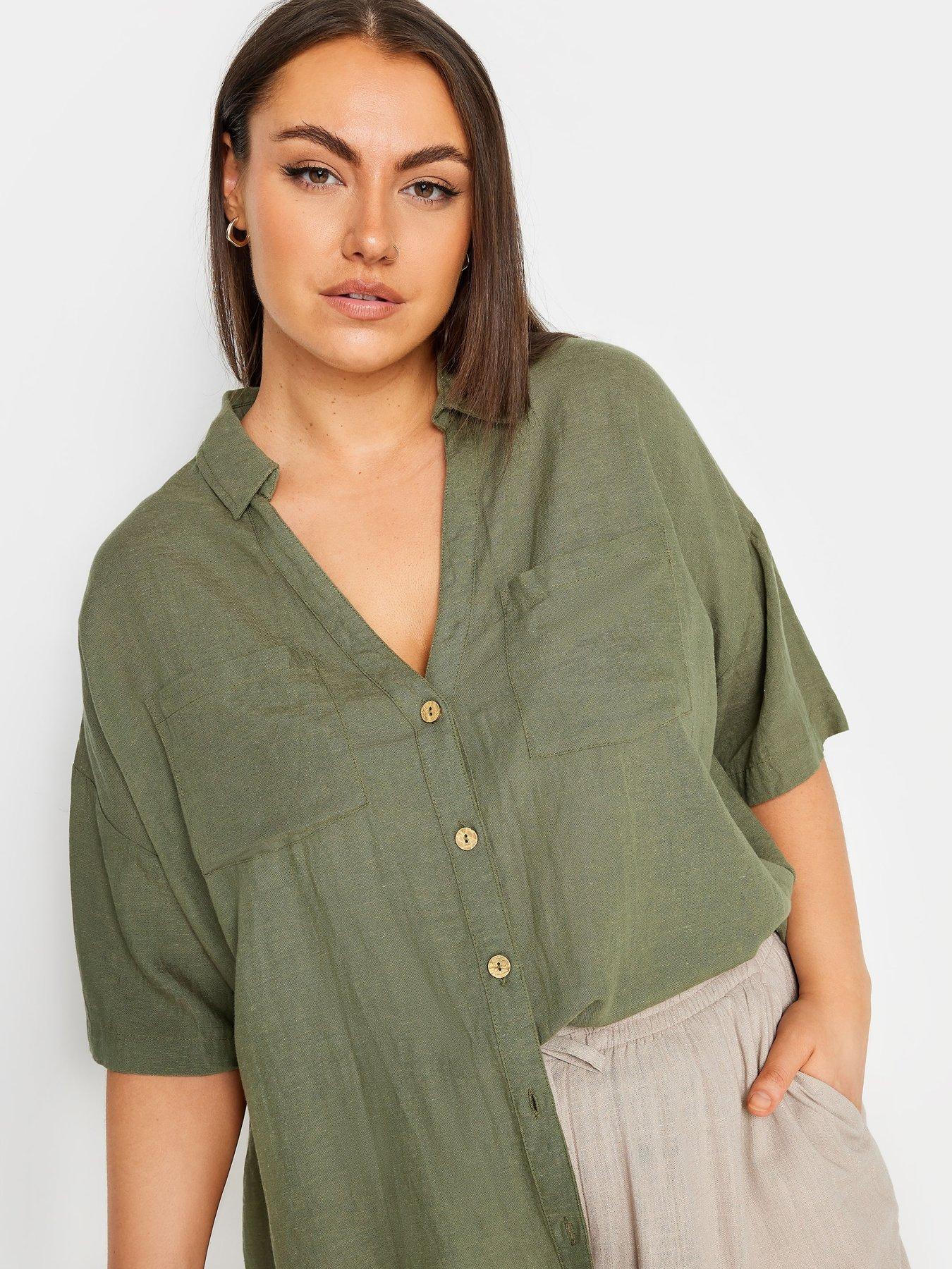 yours-curve-washed-desert-shirt-greenoutfit