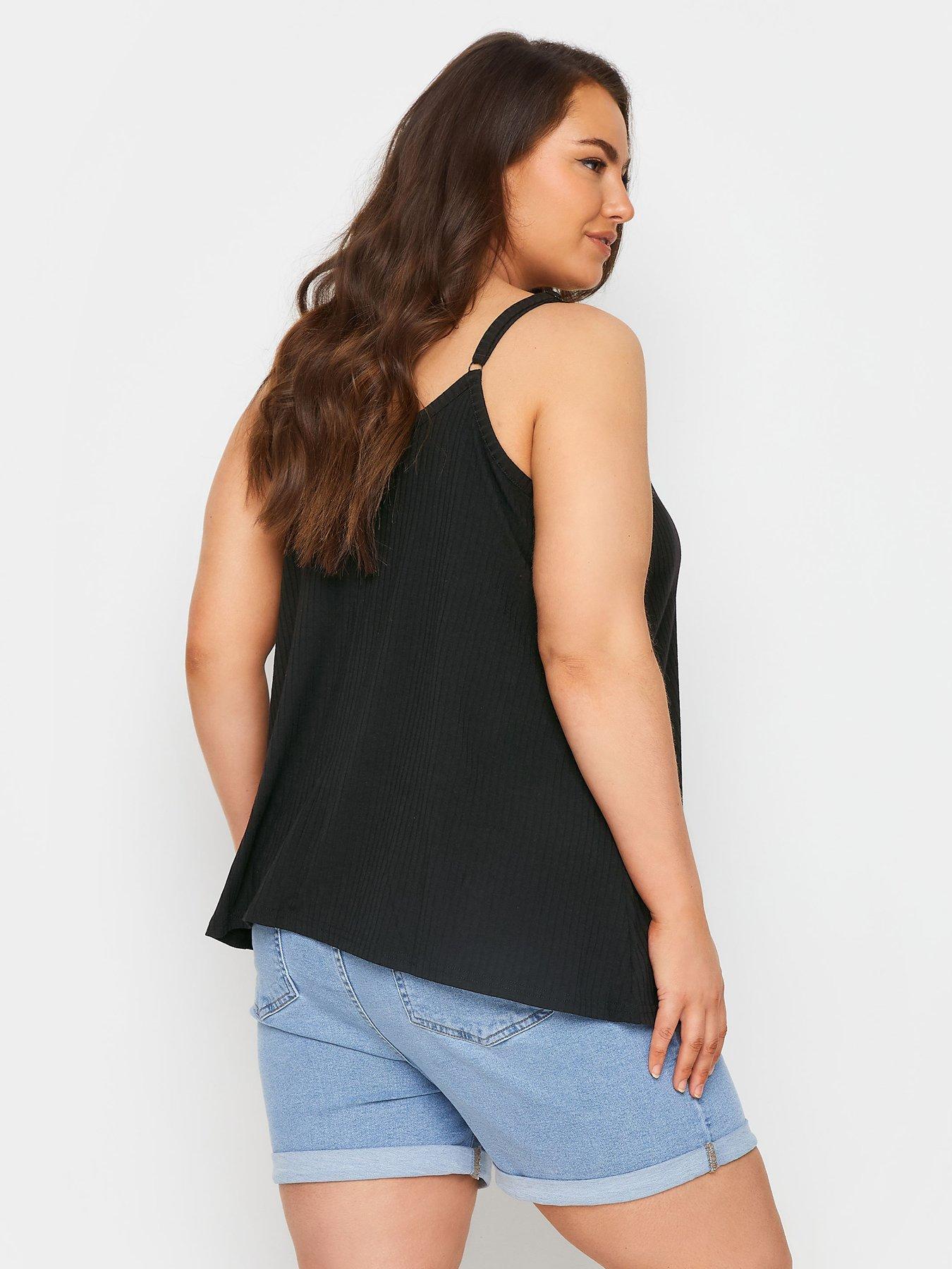 yours-curve-rib-cami-button-front-plain-blackstillFront