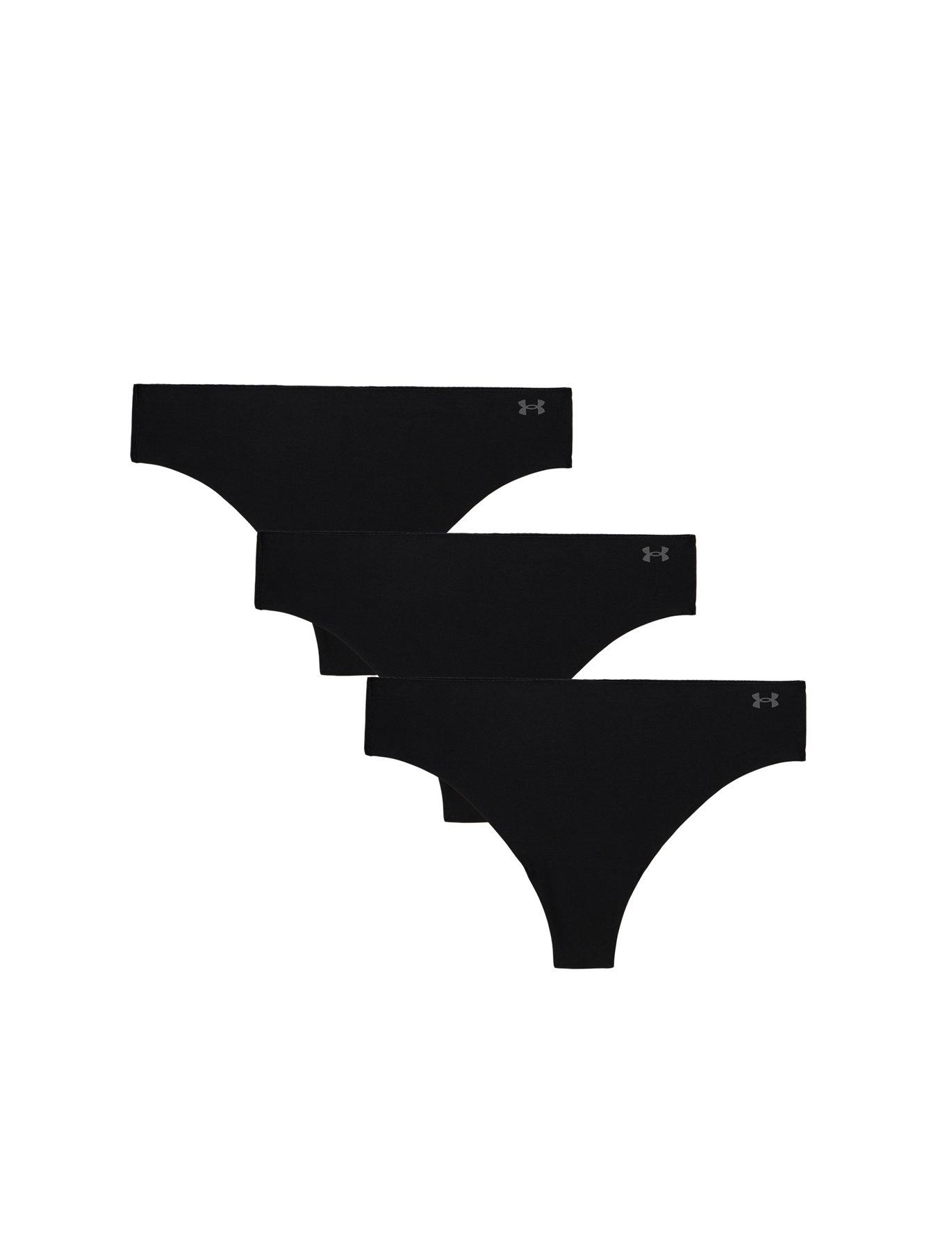 UNDER ARMOUR Women's Pure Stretch No Show 3pk Solid Colour Thong-black