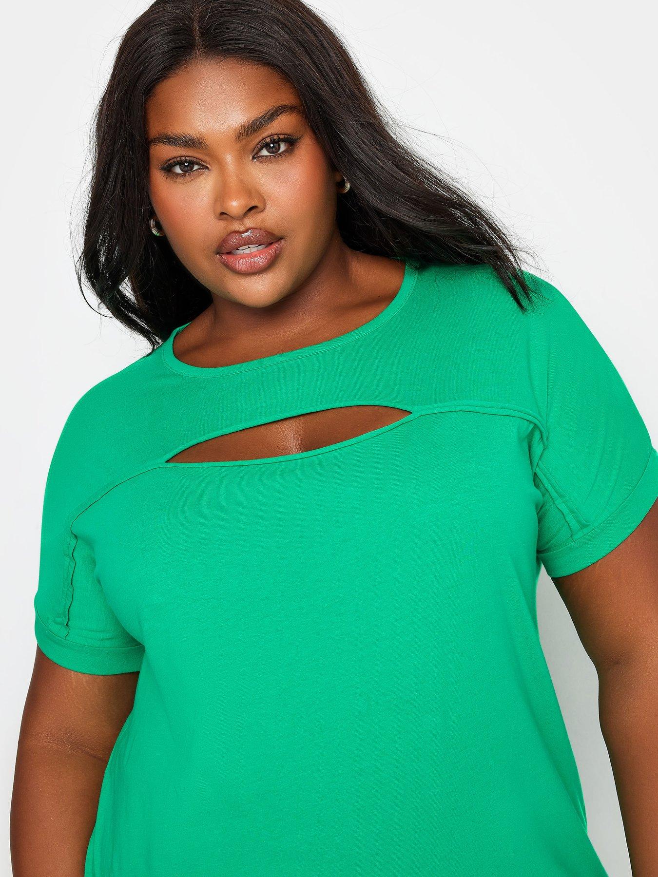 yours-curve-cut-out-t-shirt-greenoutfit