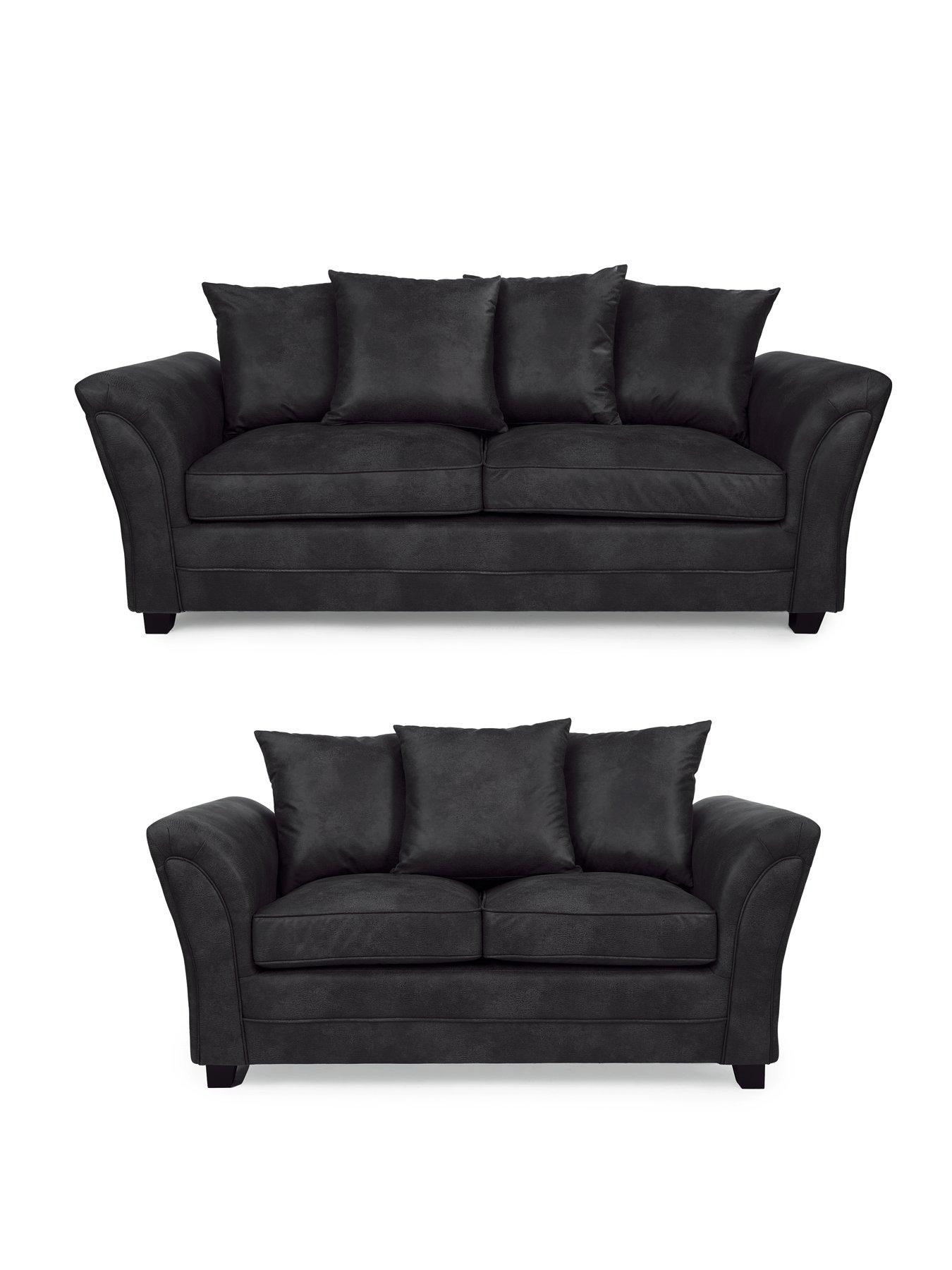 Image 1 of 6 of The Very Collection Dury Leather Look 3 + 2 Seater Sofa Set (Buy &amp; SAVE!) -&nbsp;FSC&reg; Certified