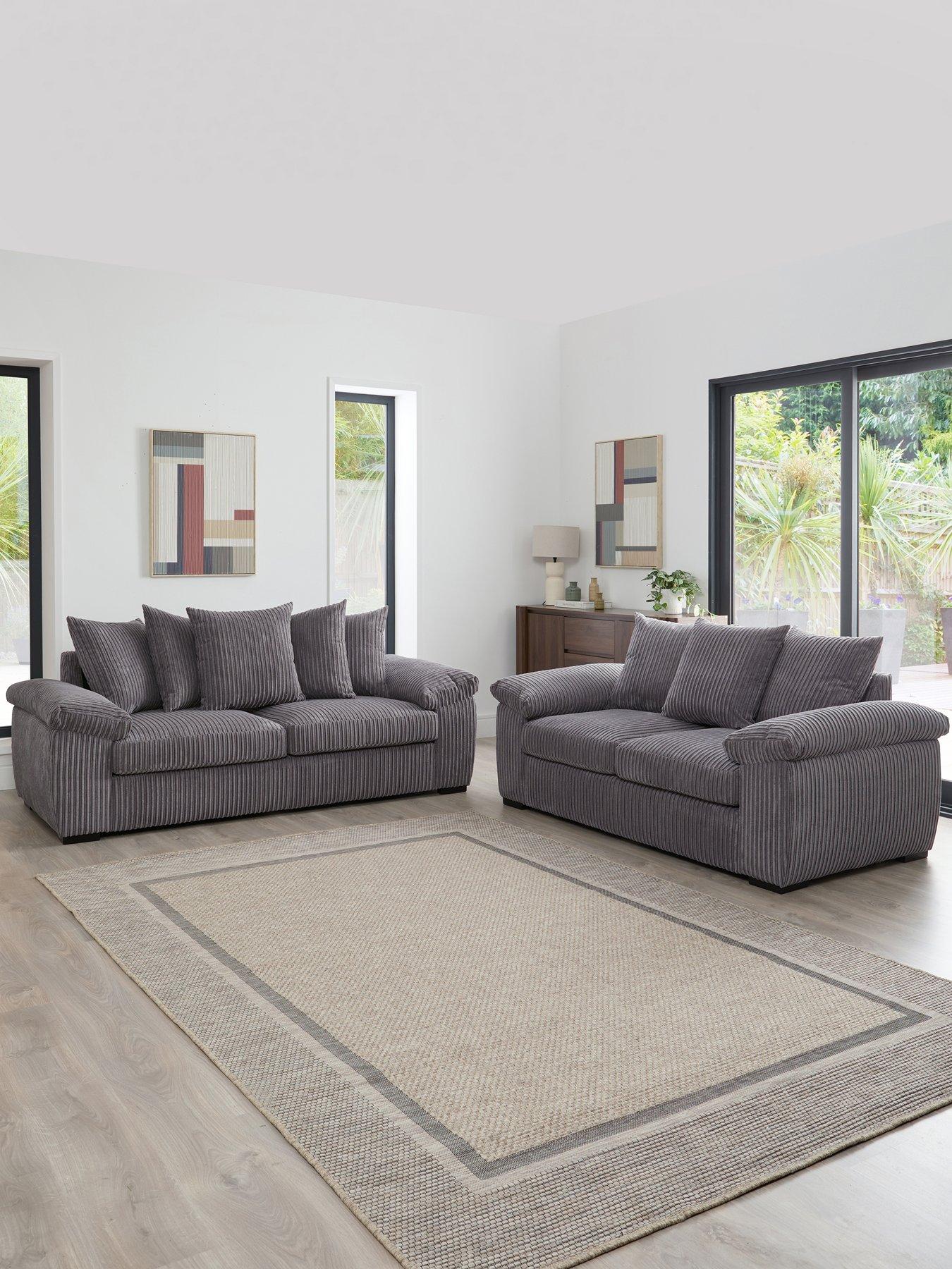 Image 1 of 7 of The Very Collection Amalfi Scatter Back&nbsp;3 + 2 Seater Fabric Sofa (Buy &amp; SAVE!) - Charcoal - FSC&reg; Certified